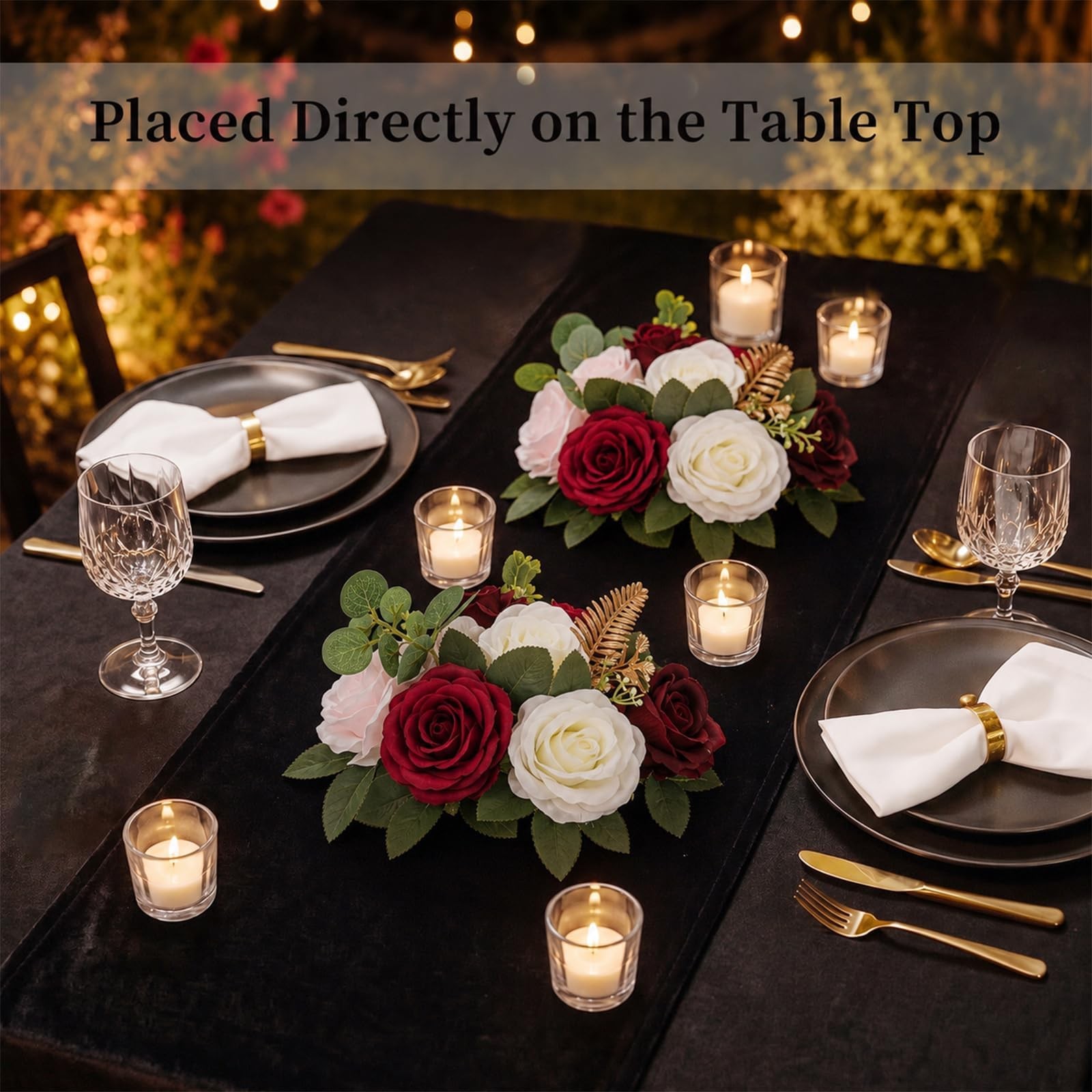 2 PCS Burgundy Rose Artificial Flower Ball Centerpieces Wedding Table Decor