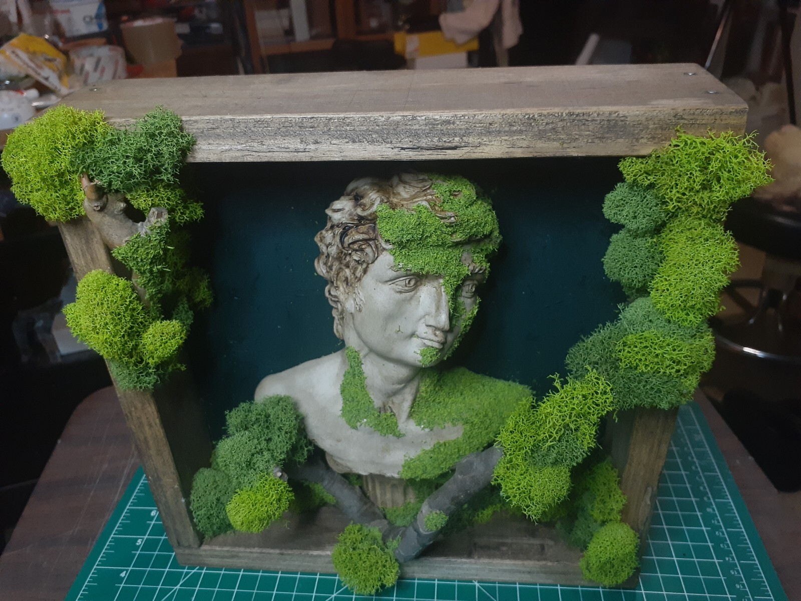 Reindeer Moss/ THE DAVID Forest Shadow Boxes 12″ x 12″ x 3″ inches