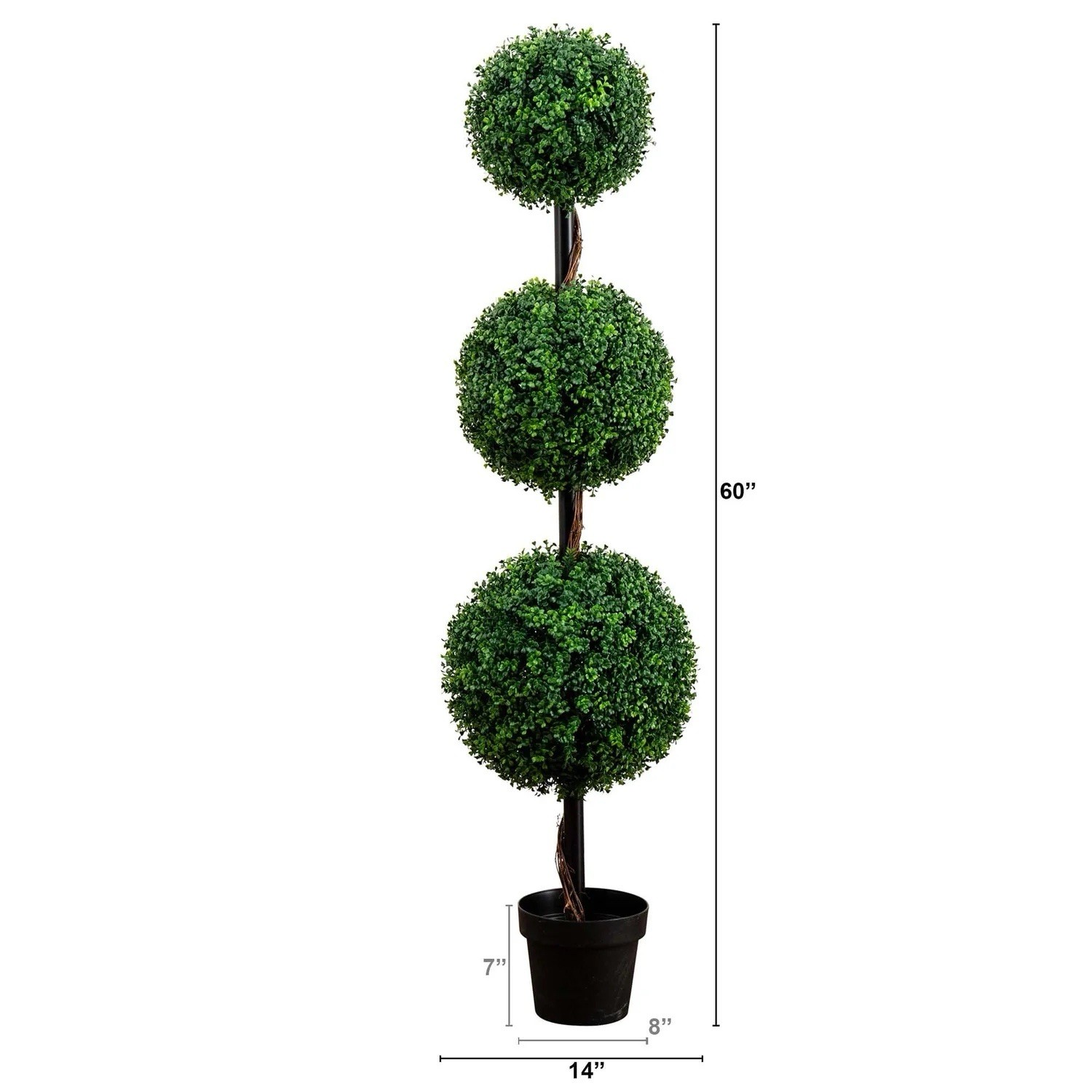 5’ Topiary Boxwood Triple Ball Artificial Tree UV Indoor/Outdoor Home Decor.