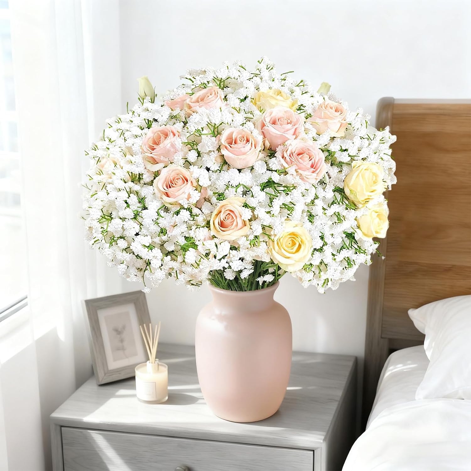 200Pcs Babys Breath Artificial Flowers White Small Faux Flower for Wedding Decor