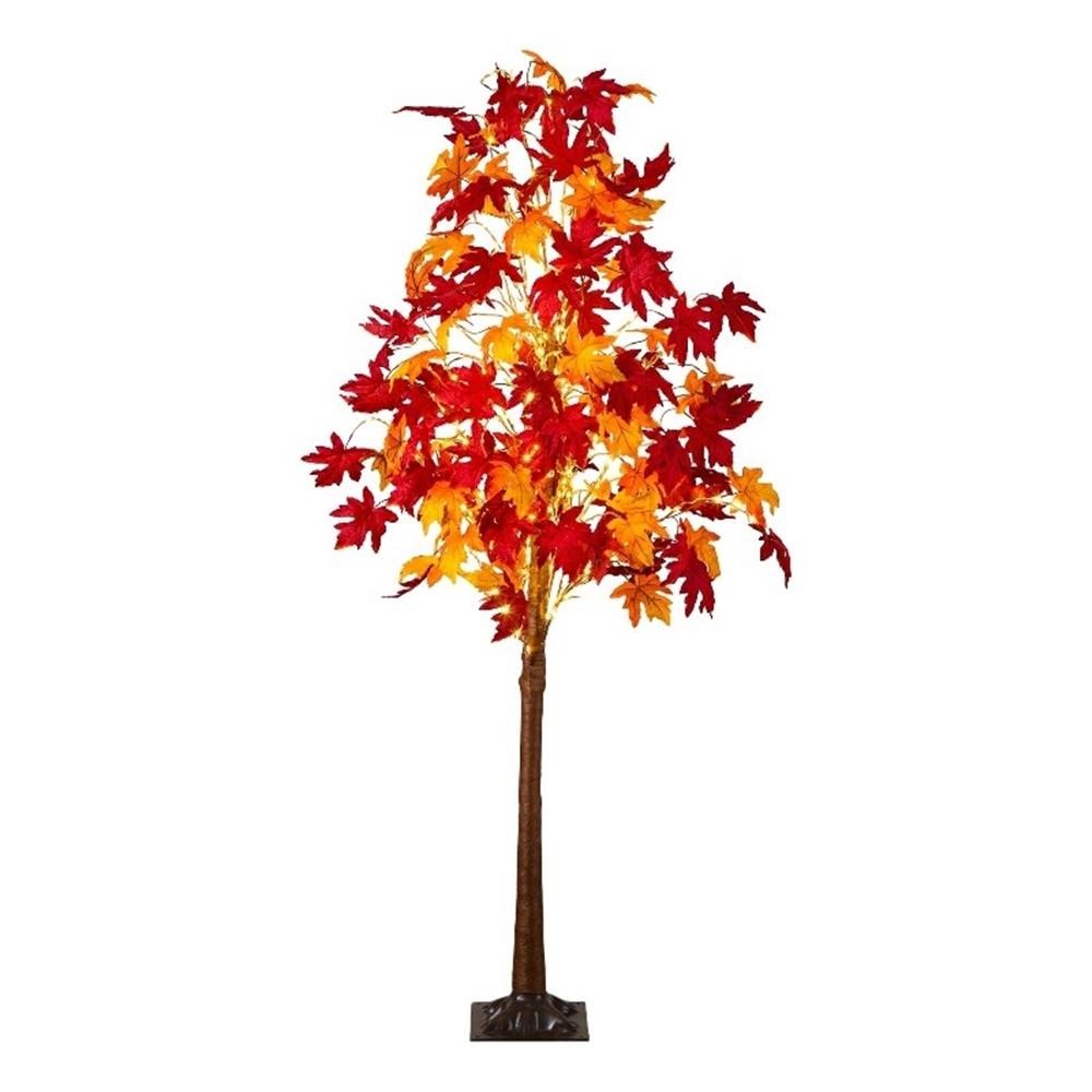Nearly Natural 7ft Pre-Lit Autumn Weeping Maple Fall Tree w/ 450 Warm White LED