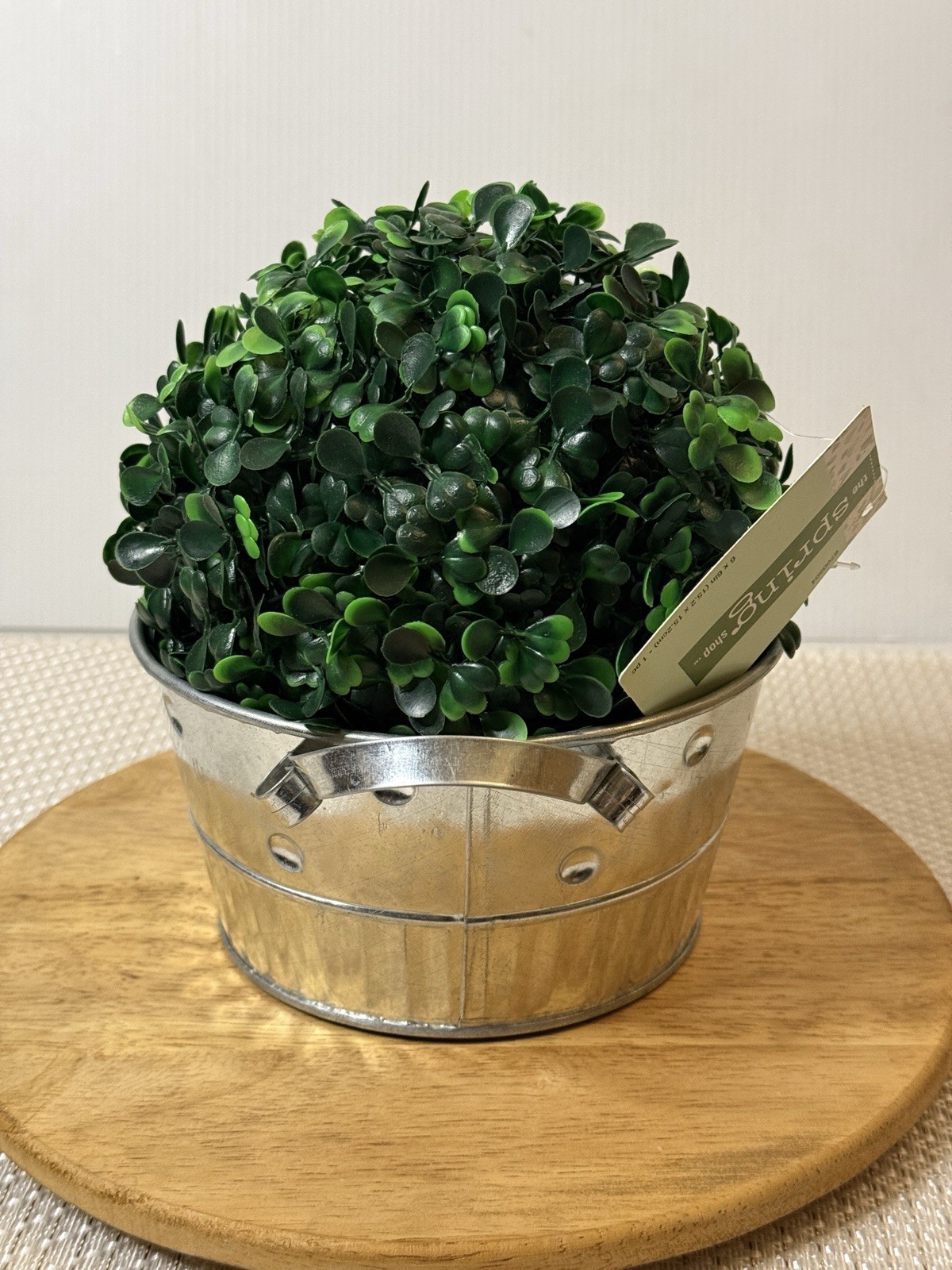 Hobby Lobby Artificial 6 x 6 Greenery Sphere Round AND Metal Pail Container New