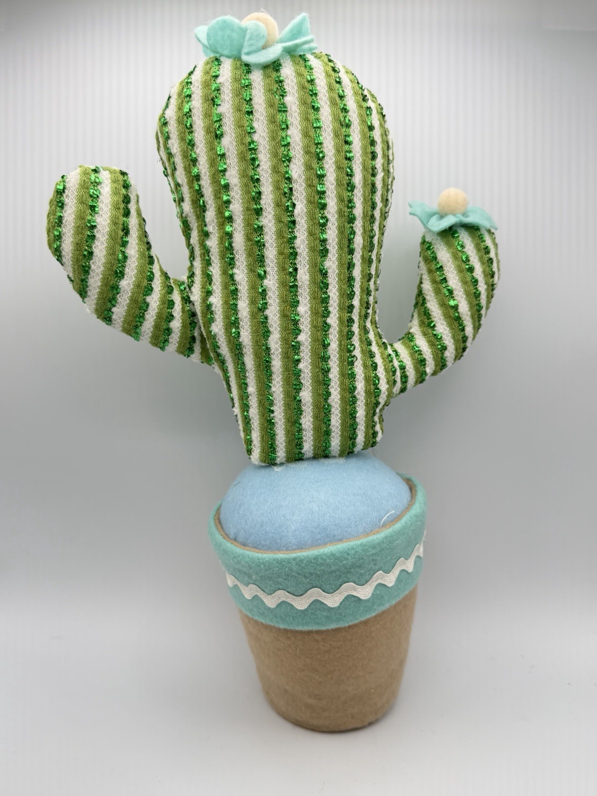 Set 3 Plush Cactus Decor Handmade Fabric Succulent Potted Plant Soft Sculpture