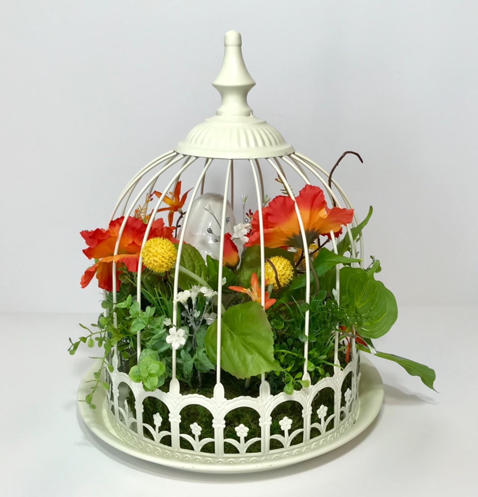 BIRD FLORAL BIRD CAGE LRG BIRDCAGE WEDDING CENTERPIECE TABLE DECOR ARRANGEMENT