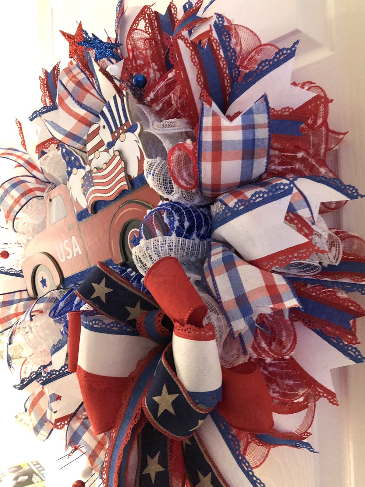 Patriotic Wreath Memorial Day, 4th Of July, Veterans Day Summer Wreath.