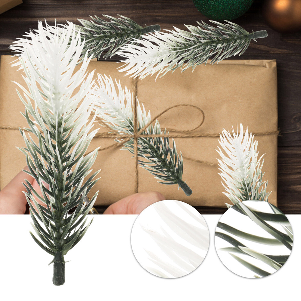 30PCS Christmas Greenery Picks Artificial Pine Branches Needles Garland Stems