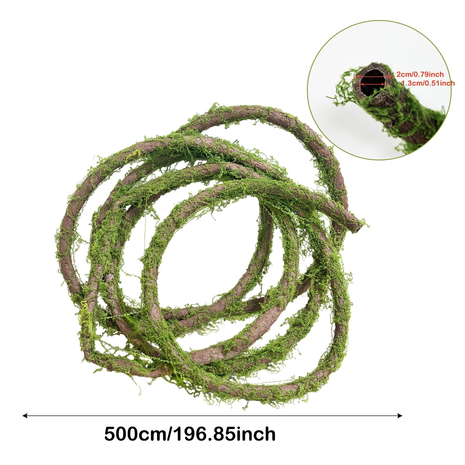 1 Pcs 196in Large Bendable Artificial Tree Branches with Moss Enchanted Fores…