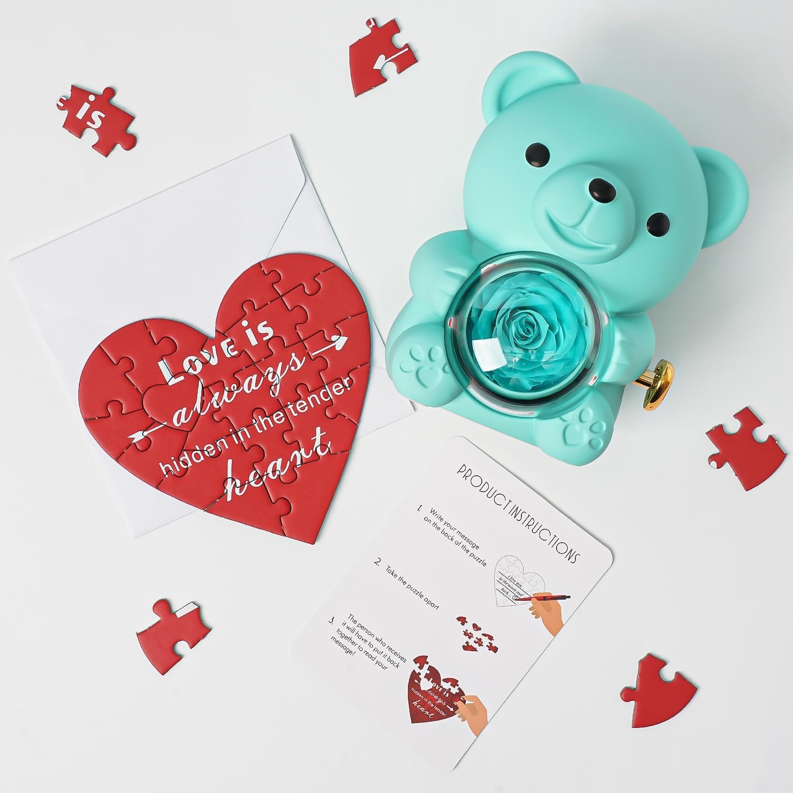 Real Rose Teddy Bear in Gift Box – Romantic Floral Gift for Her, Perfect for Ann