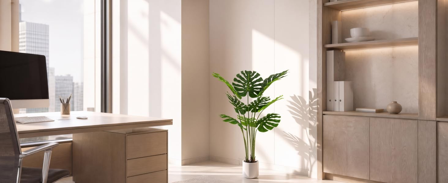 Artificial Monstera Deliciosa Plant 3.6ft, Lifelike Faux Swiss Cheese Floor