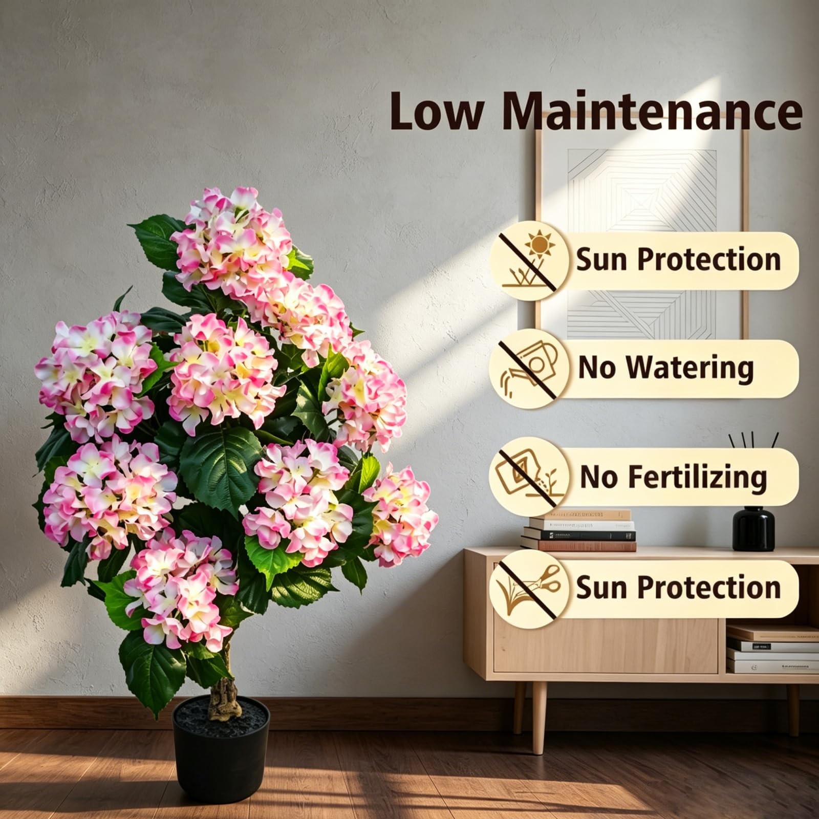 Artificial Trees Hydrangea Potted Flower Trees for Indoor Outdoor,3FT Faux Hy…