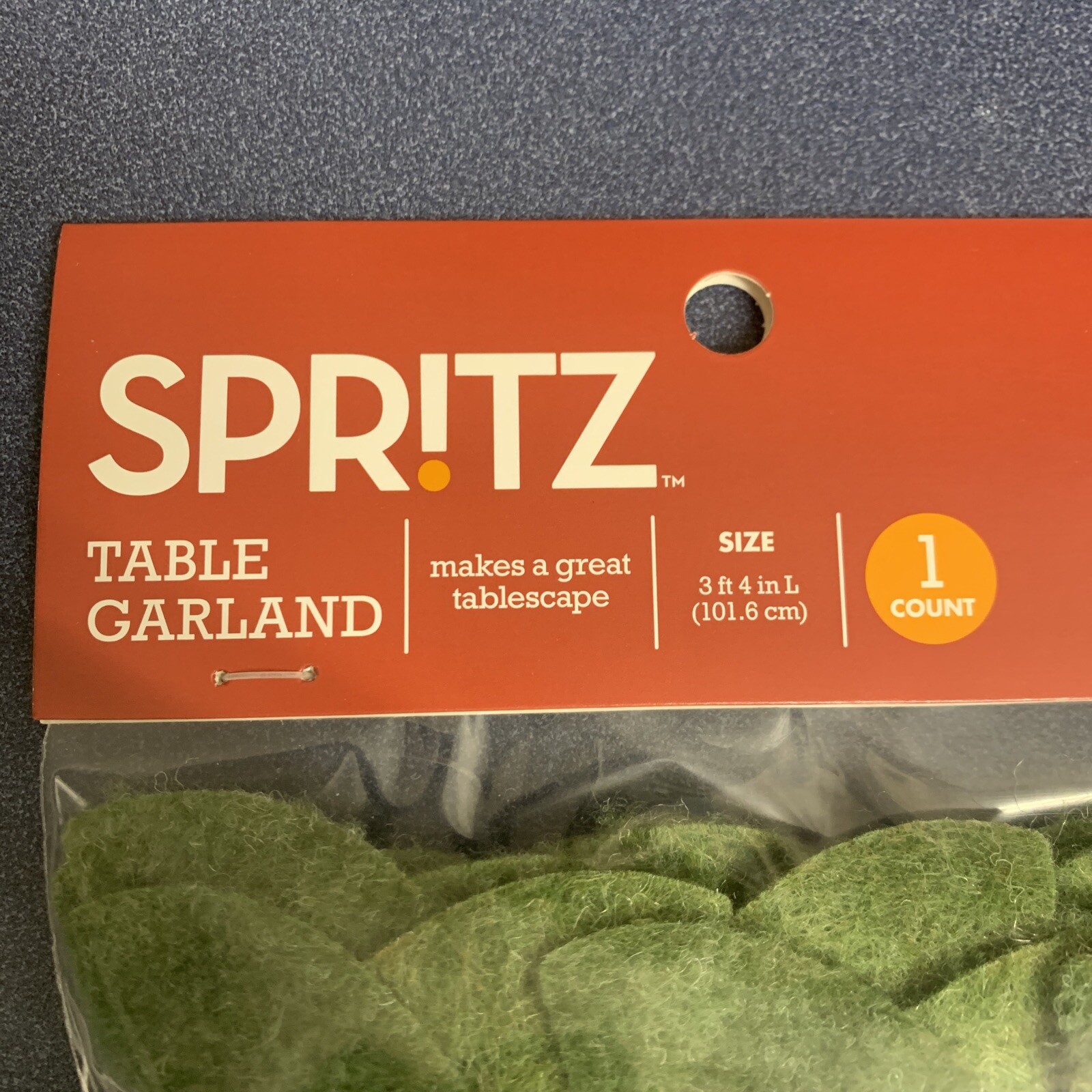 Spritz 1 Count Green Floral Leaves Soft Felt Table Garland Décor 3FT 4IN