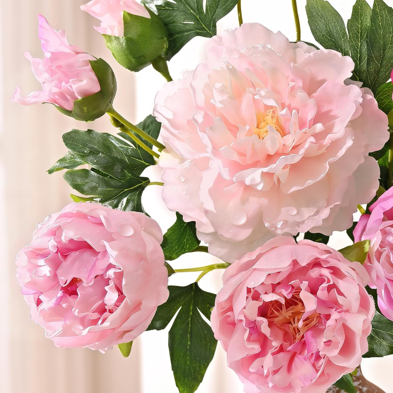 3 Pack Artificial Peony Flowers 22 Inch Long Stems Real Touch Faux Blooms