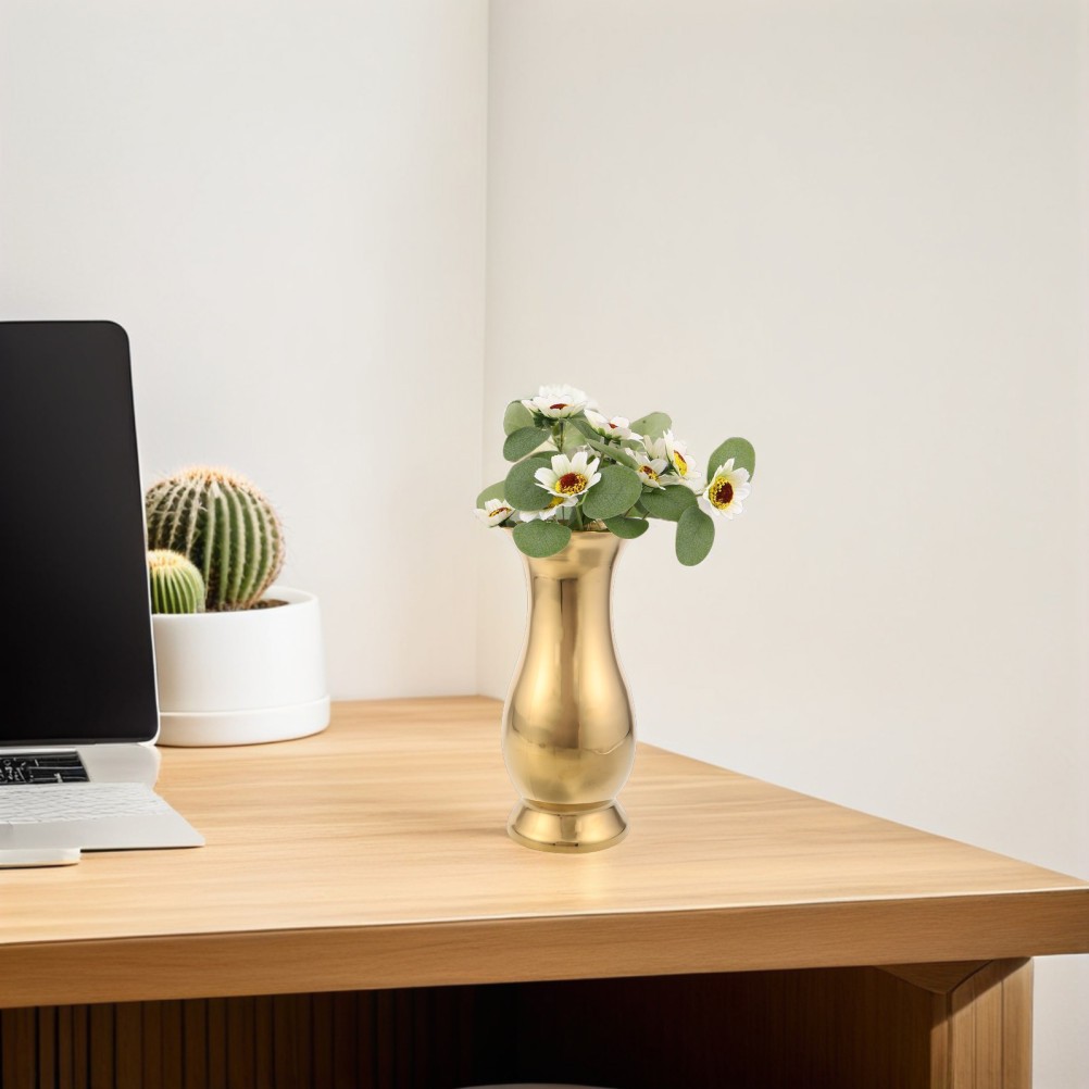 Stainless Steel Vase: Decorative Flower Container – Minimalist Desktop Vase For