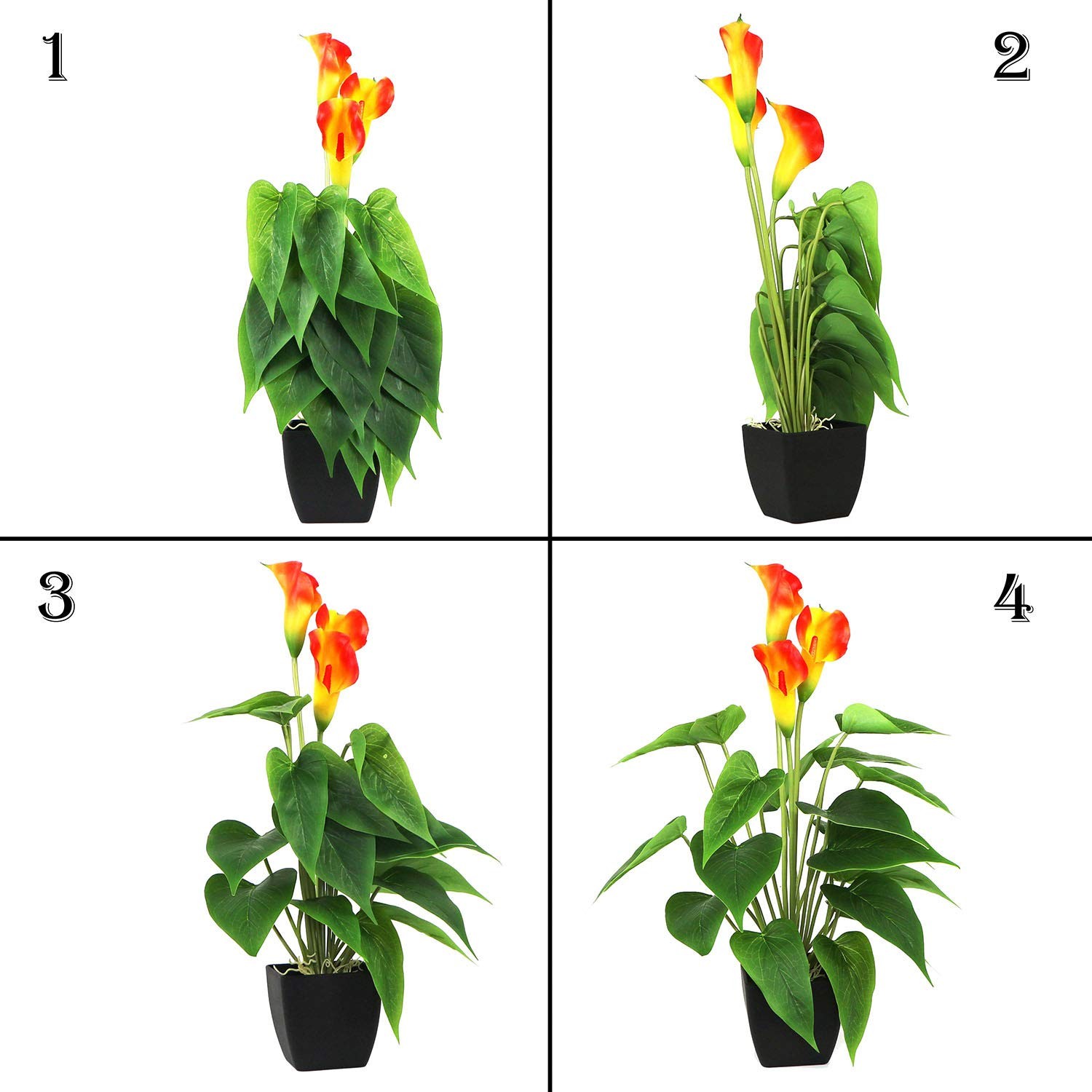 Artificial Flower Plants Calla Lily Faux Small Potted Plant with Black Pot Fa…