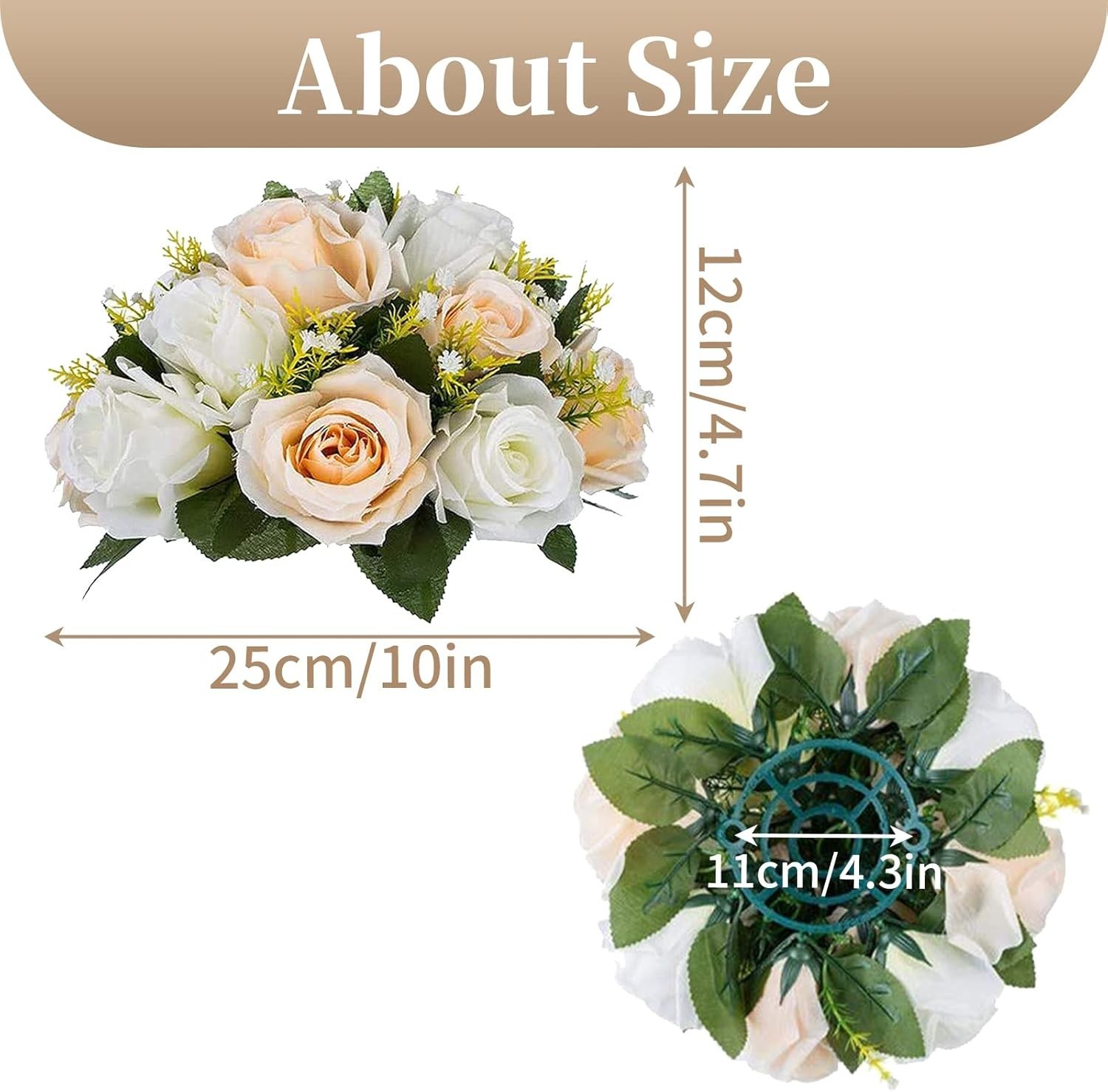 Flower Balls Wedding Rose Centerpieces: 10 Pcs Champagne/White