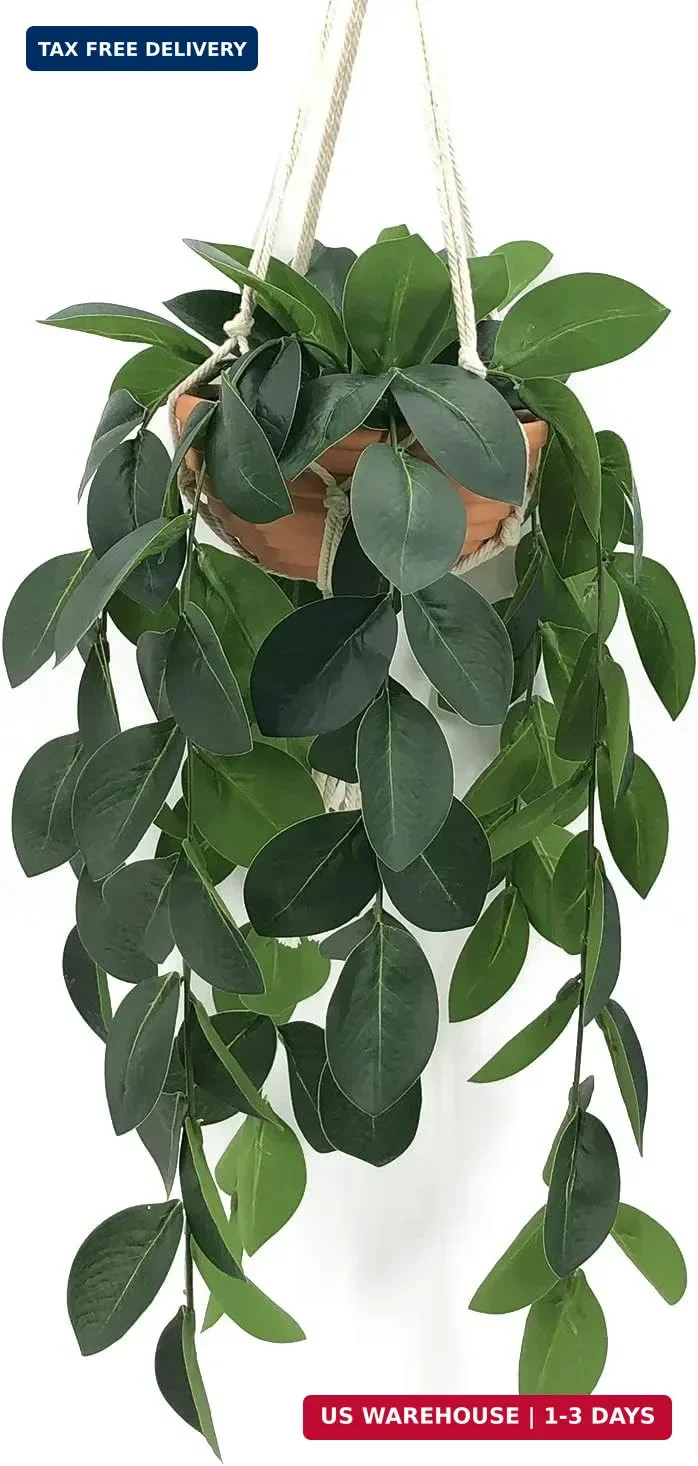 Hanging Plants Artificial Decor, Fake Hanging Plant in Clay Pot Artificial Hangi