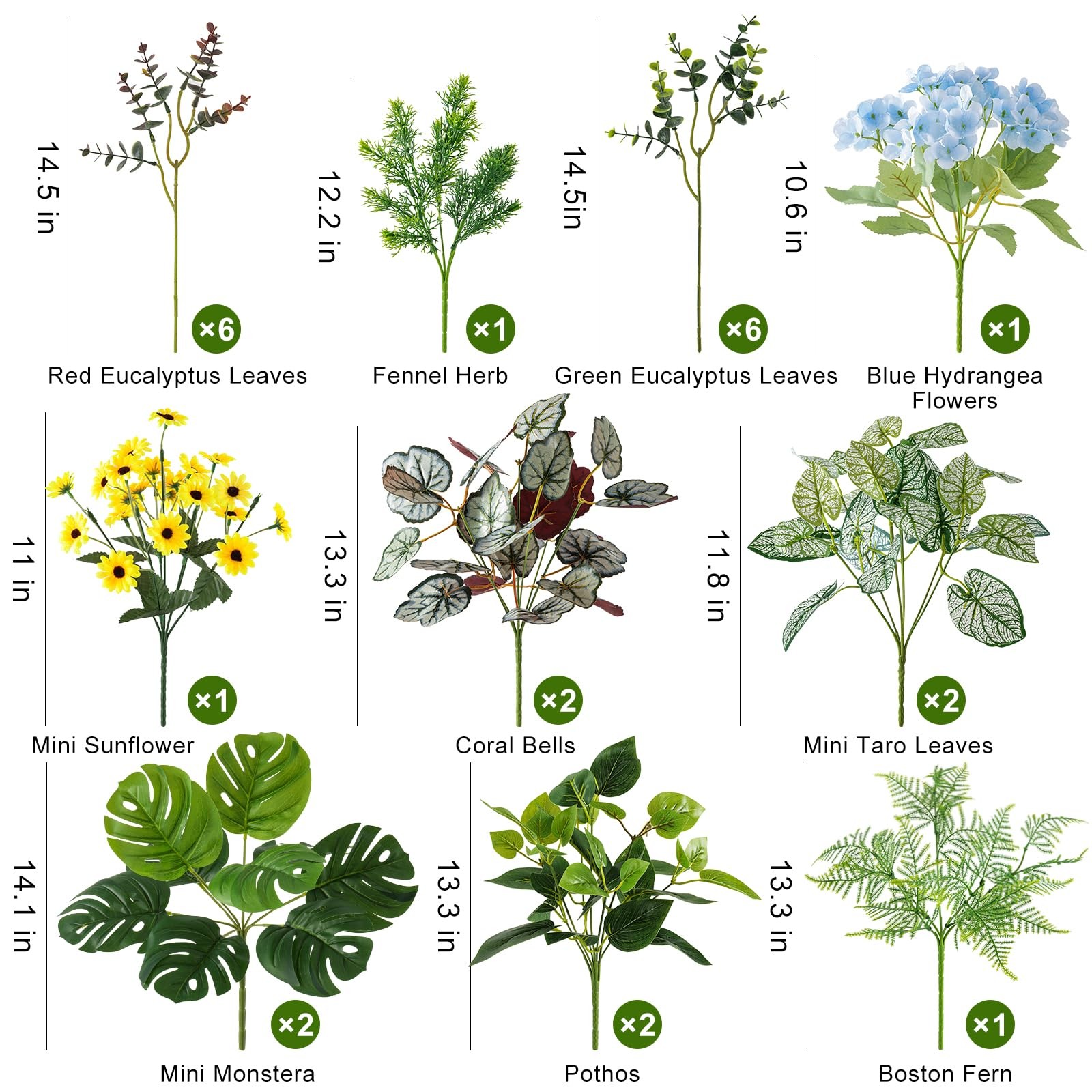 24 Pcs Outdoor Artificial Plants UV Resistant Fake Greenery Stems Faux Shrubs…