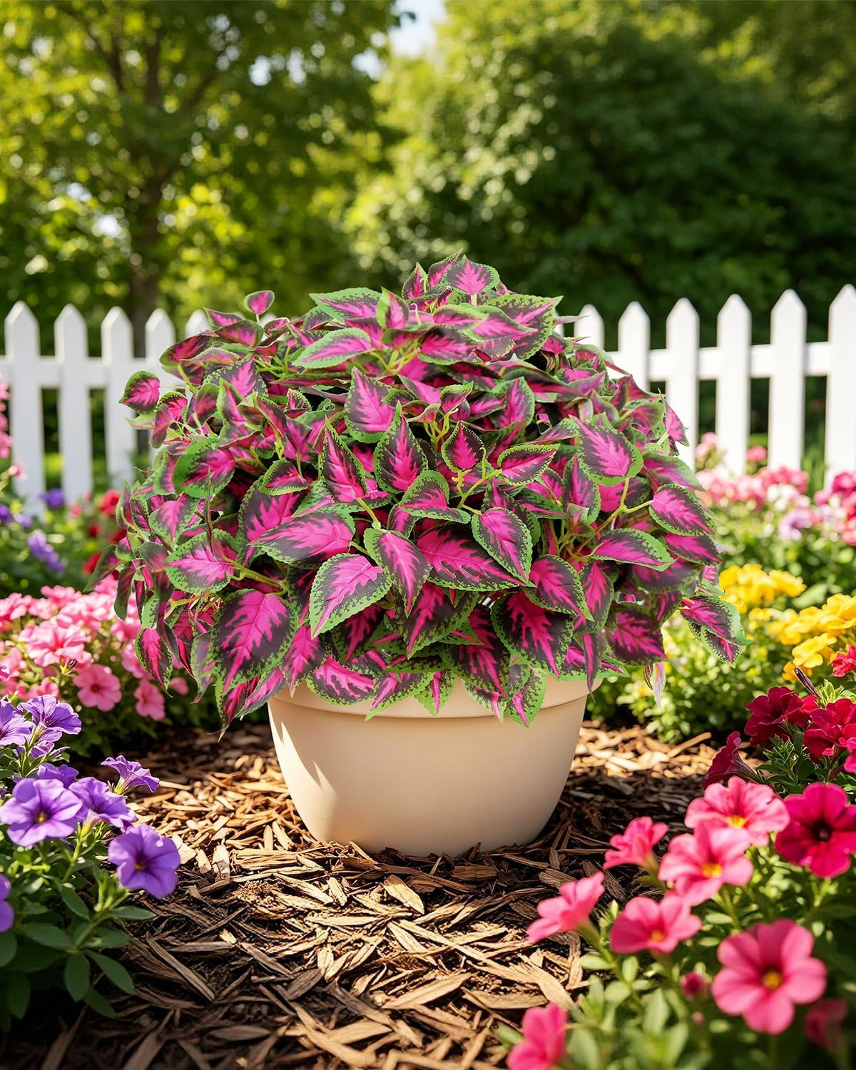 6 Pack UV Resistant Faux Coleus Plants for Outdoor Decor & Planters