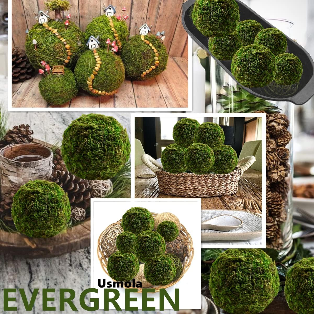 18pc Faux Green Moss Balls 6pc 3 2 and 12pc 2 for Centerpiece Bowls