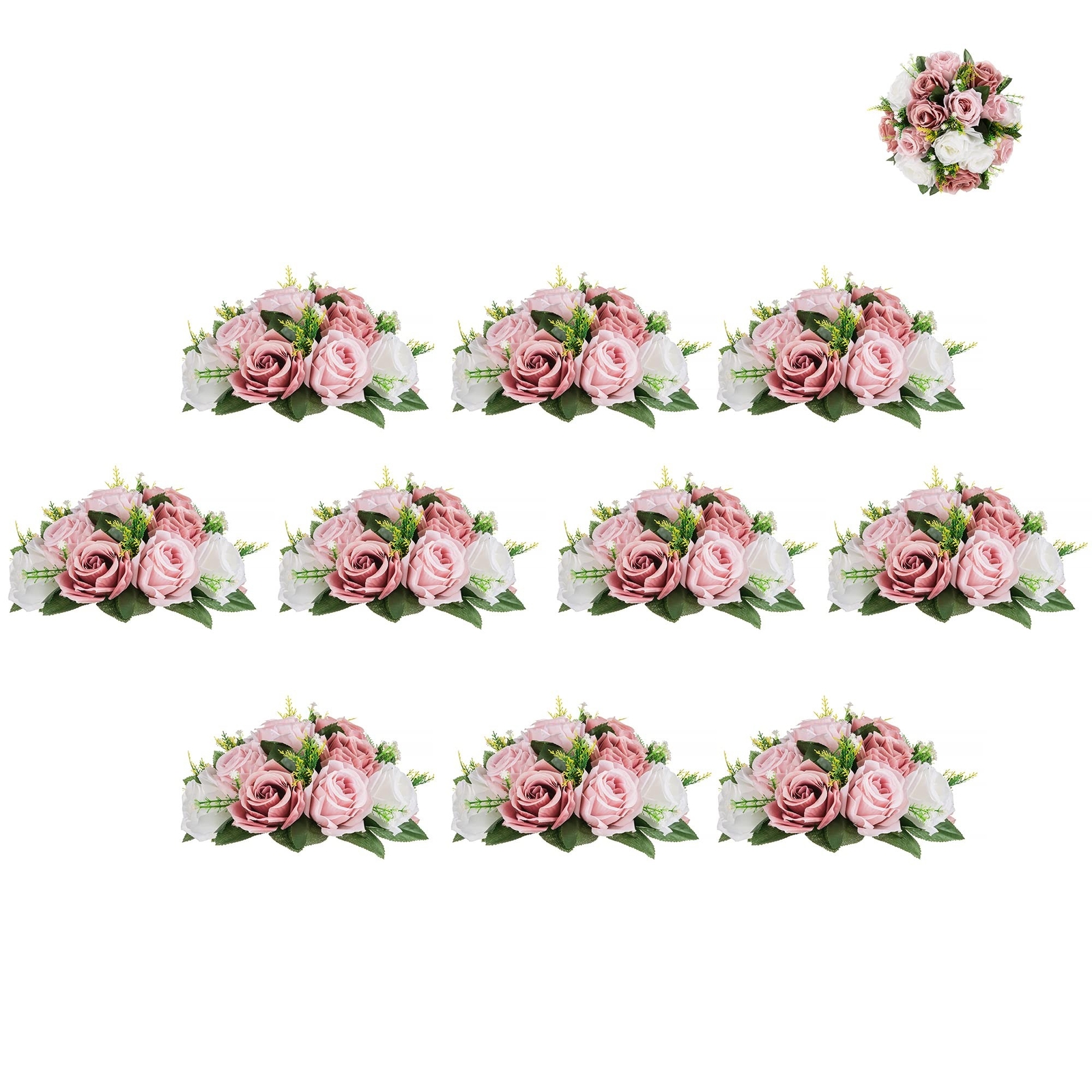 BLOSMON Flower Ball Centerpieces for Table 10 Pcs Fake Dusty Rose Flowers Vin…