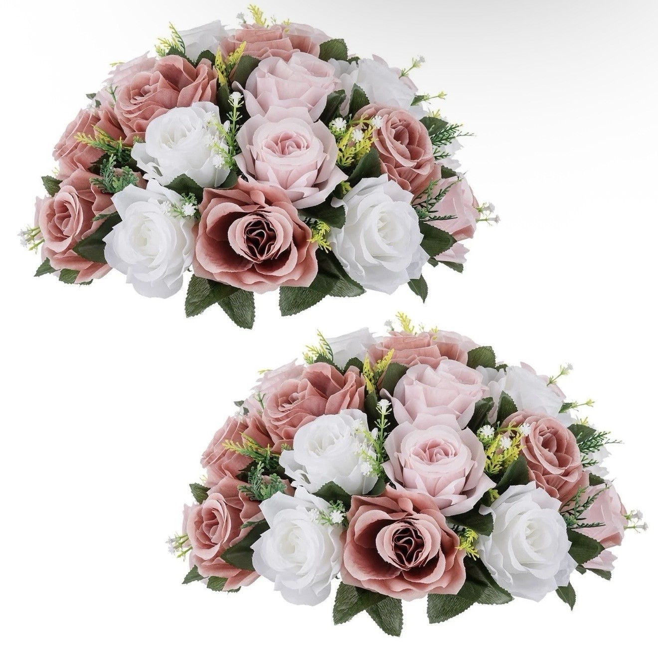 Large Silk Flower Balls for Centerpieces – 2 Pcs 13.8in Diameter Dusty Rose NEW