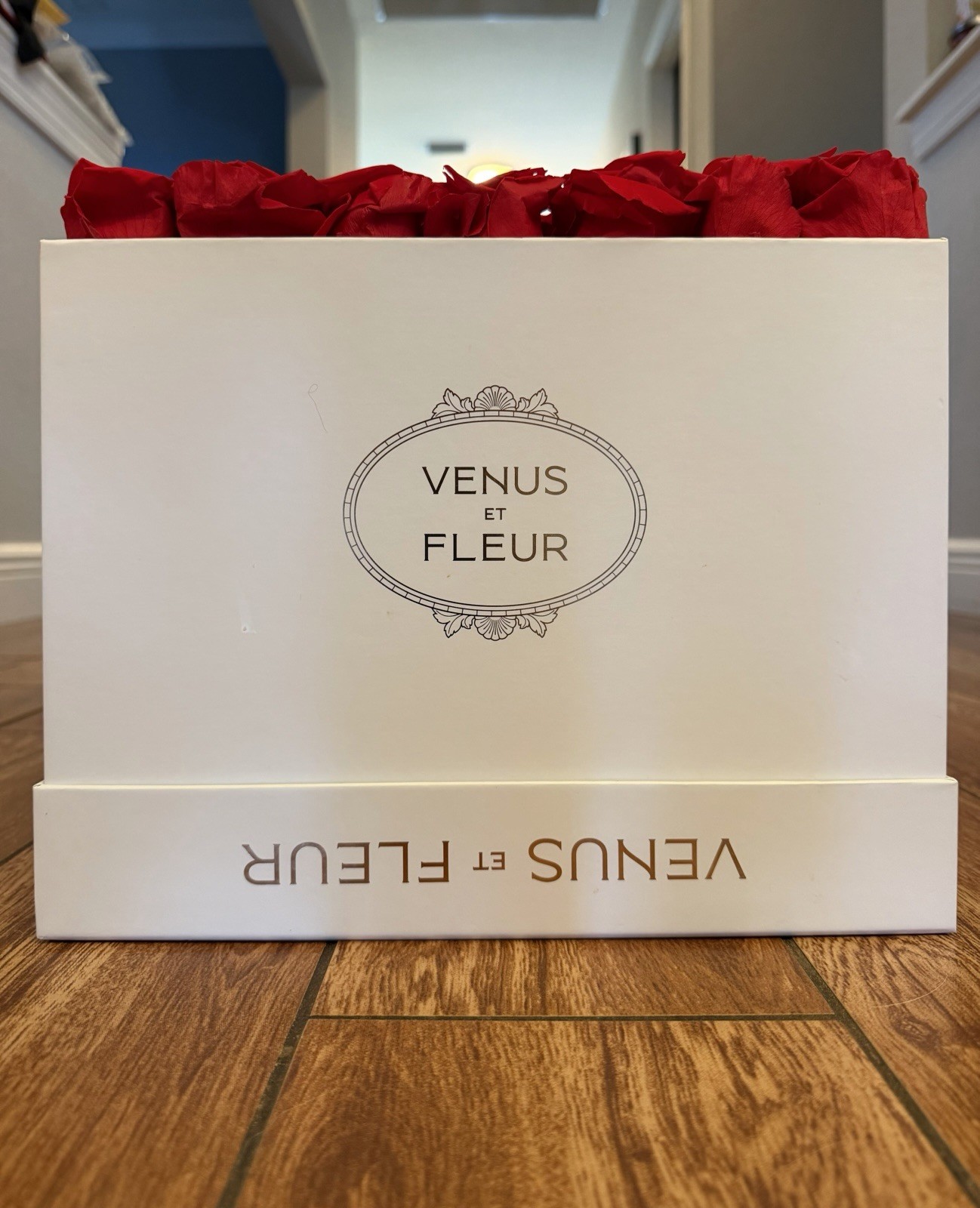 VENUS ET FLEUR Eternity Roses – Large Square- 49 Red Roses & White Box