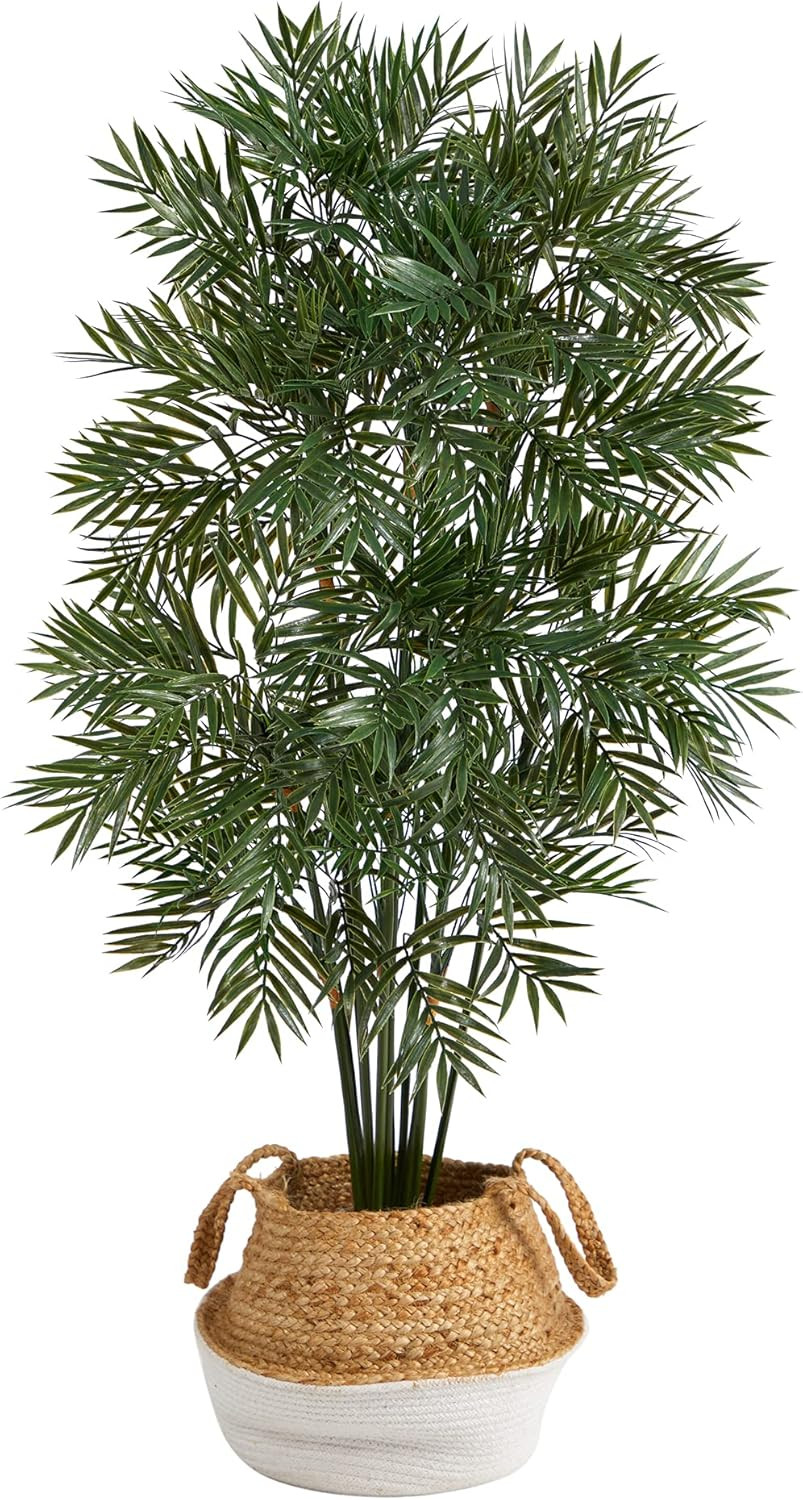 4Ft Parlor Palm Artificial Tree in Chic Cotton & Jute Woven Planter
