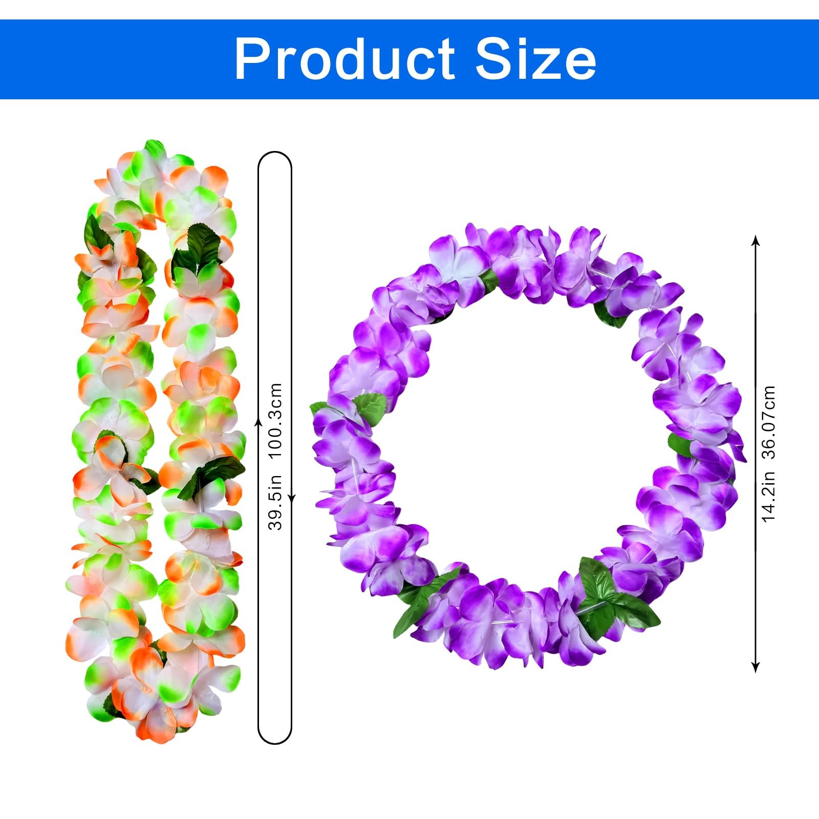 12 Counts Hawaiian Leis for Luau Party Supplies, Tropical Flower Lei Decorati…