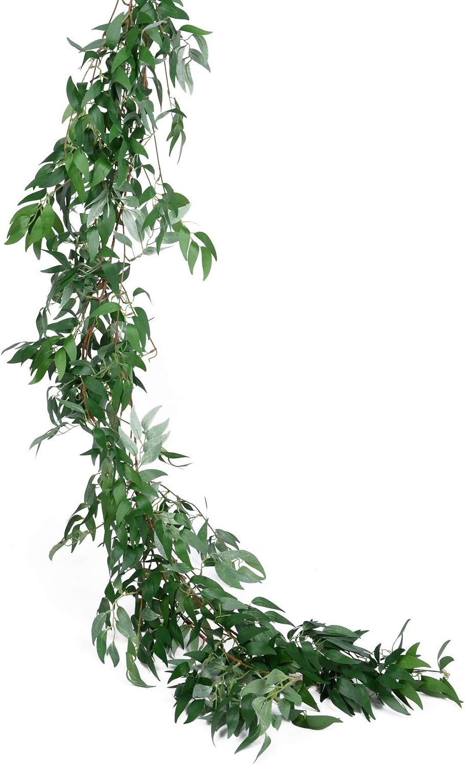 2 Pack Artificial Hanging Leaves Vines, 5.7 Ft Fake Willow Leaves Twigs Silk Pla