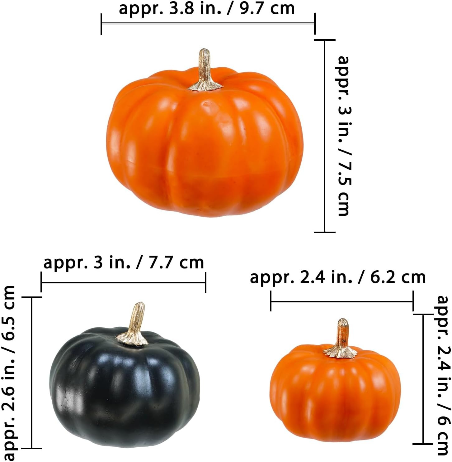12 Pcs Artificial Orange & Black Pumpkins – Small Decorative Fall Pumpkins for A