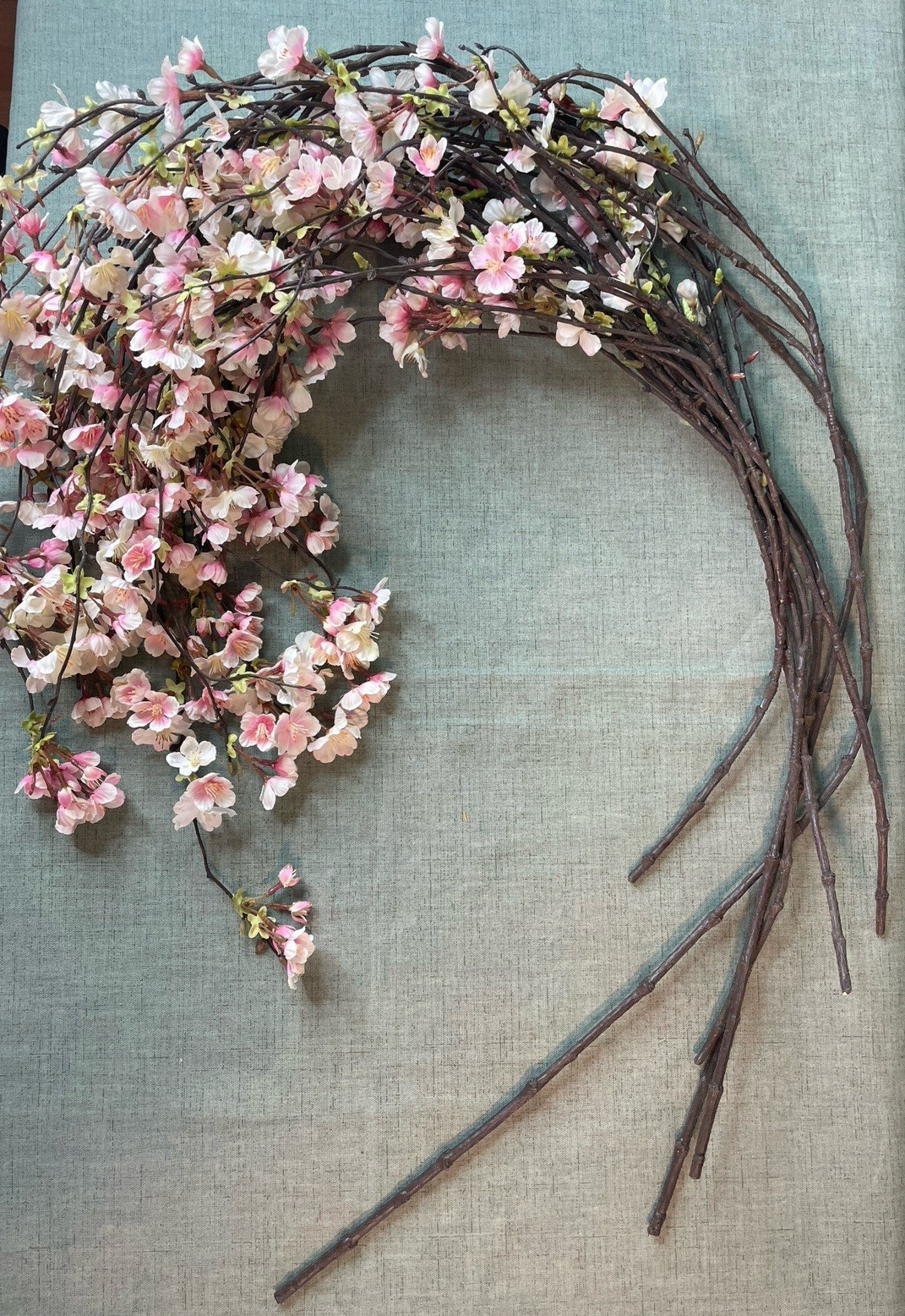 Faux Weeping Cherry Blossom Branch Weeping Pink Artificial Flower – 7 Branches