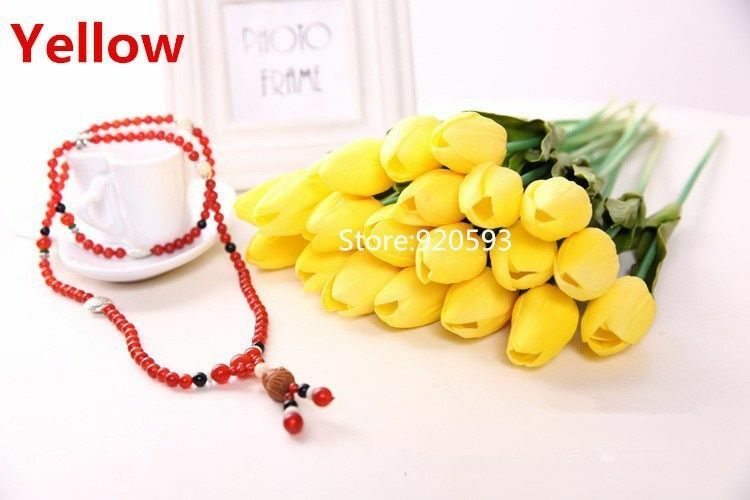 31pcs PU Mini Tulip Artificial Flower Wedding Floral Bouquet Decor NEW