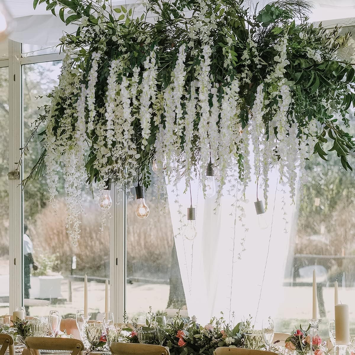 3Pcs 7.2Ft White Wisteria Garland for Wedding & Home Decor
