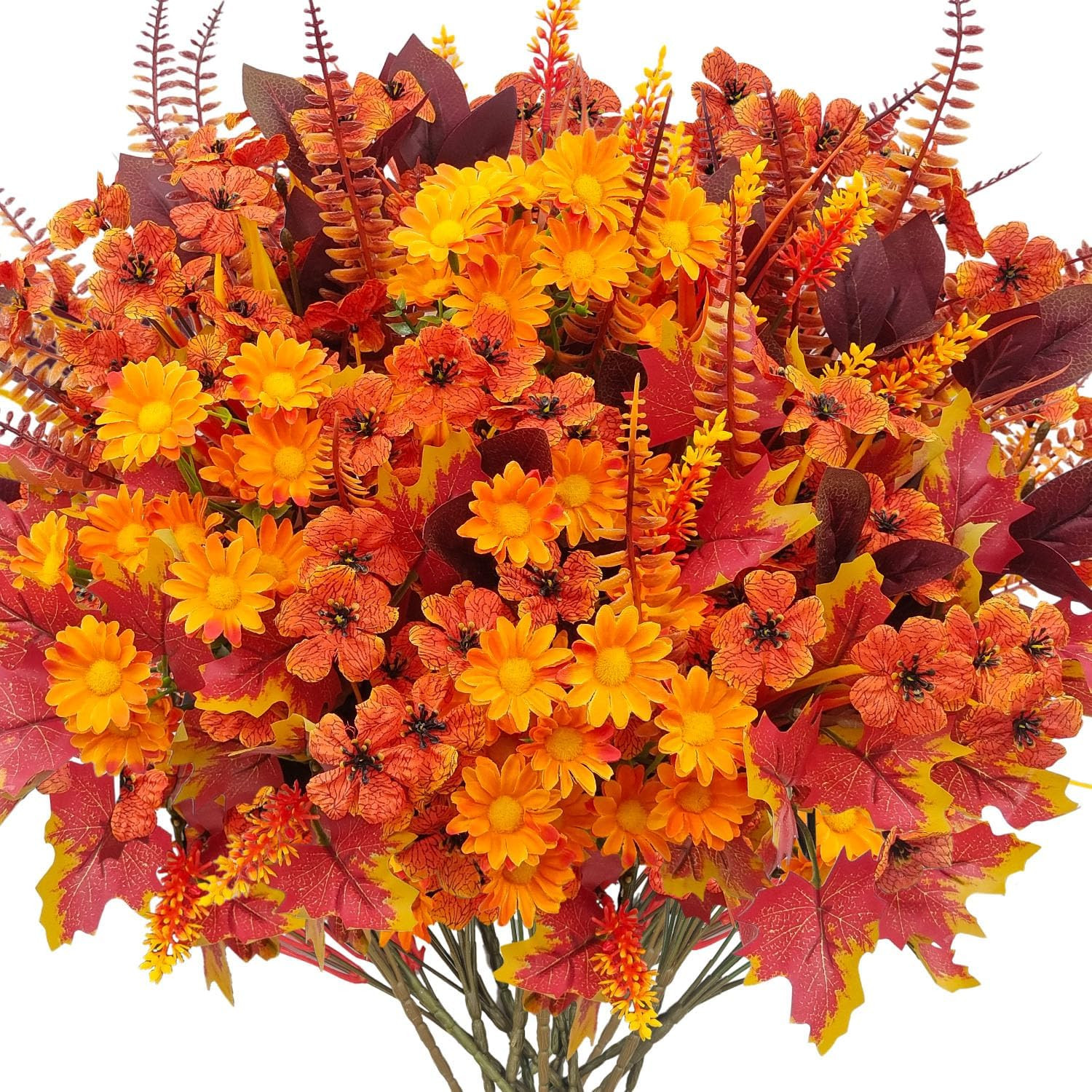 18 Bundles UV Resistant Artificial Fall Flowers for Indoor & Outdoor Decor