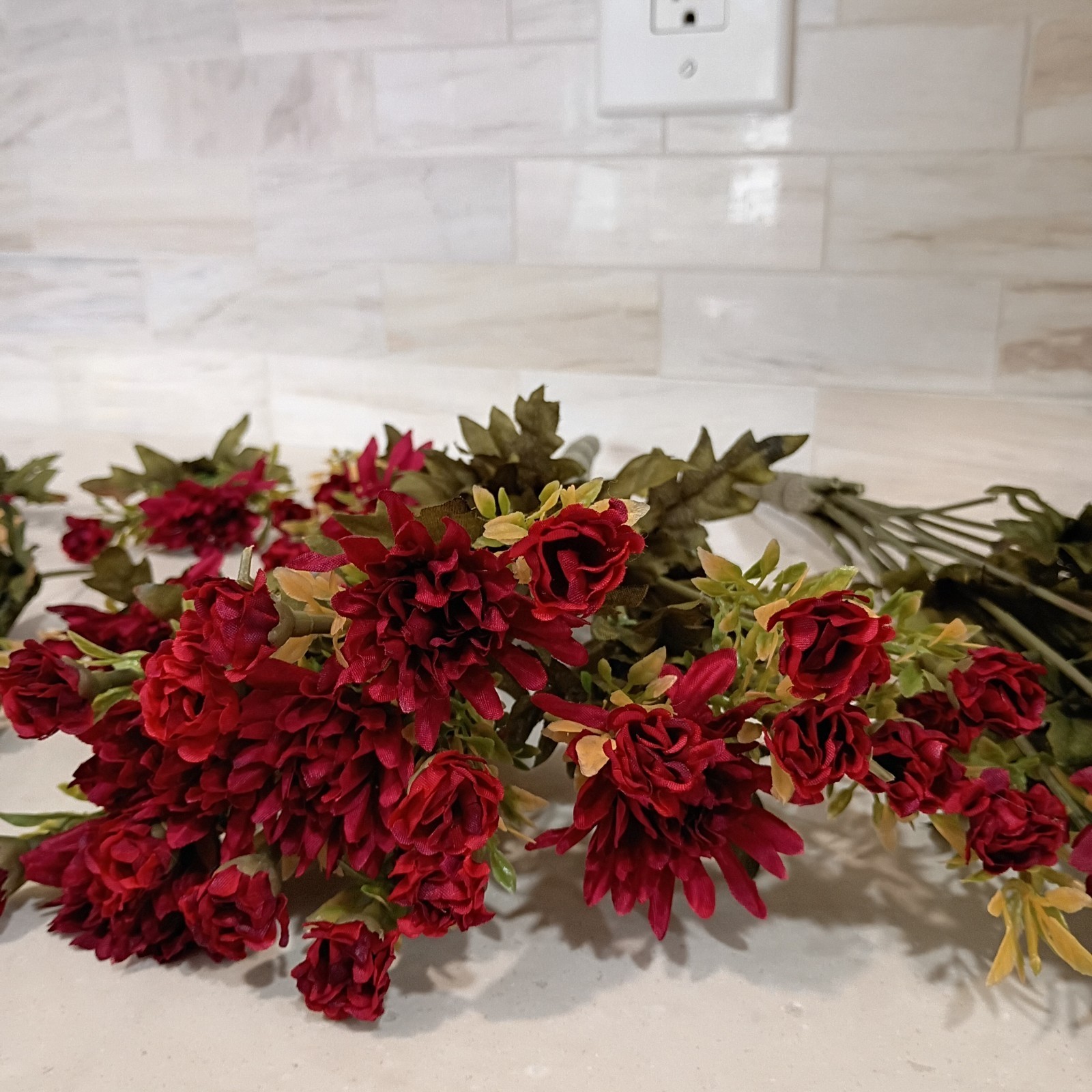 Dark Burgundy Flower Stems 16 Stems, 67 Artificial Flower Buds