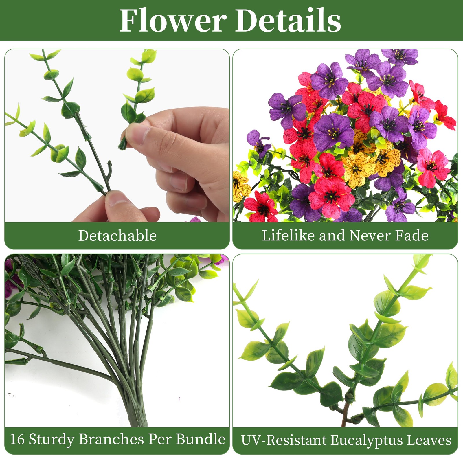 Artificial Hanging Flowers for Outdoors Faux Plants, 2PCS Artificial Outdoor …