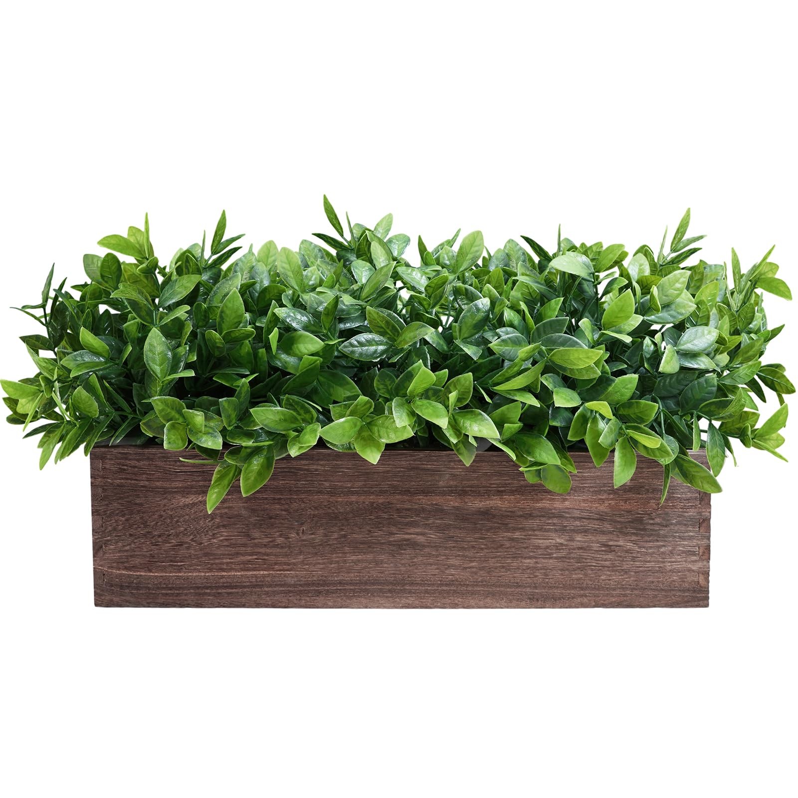 14″ Artificial Boxwood Plants in Rectangular Wood Planter Farmhouse Greenery …