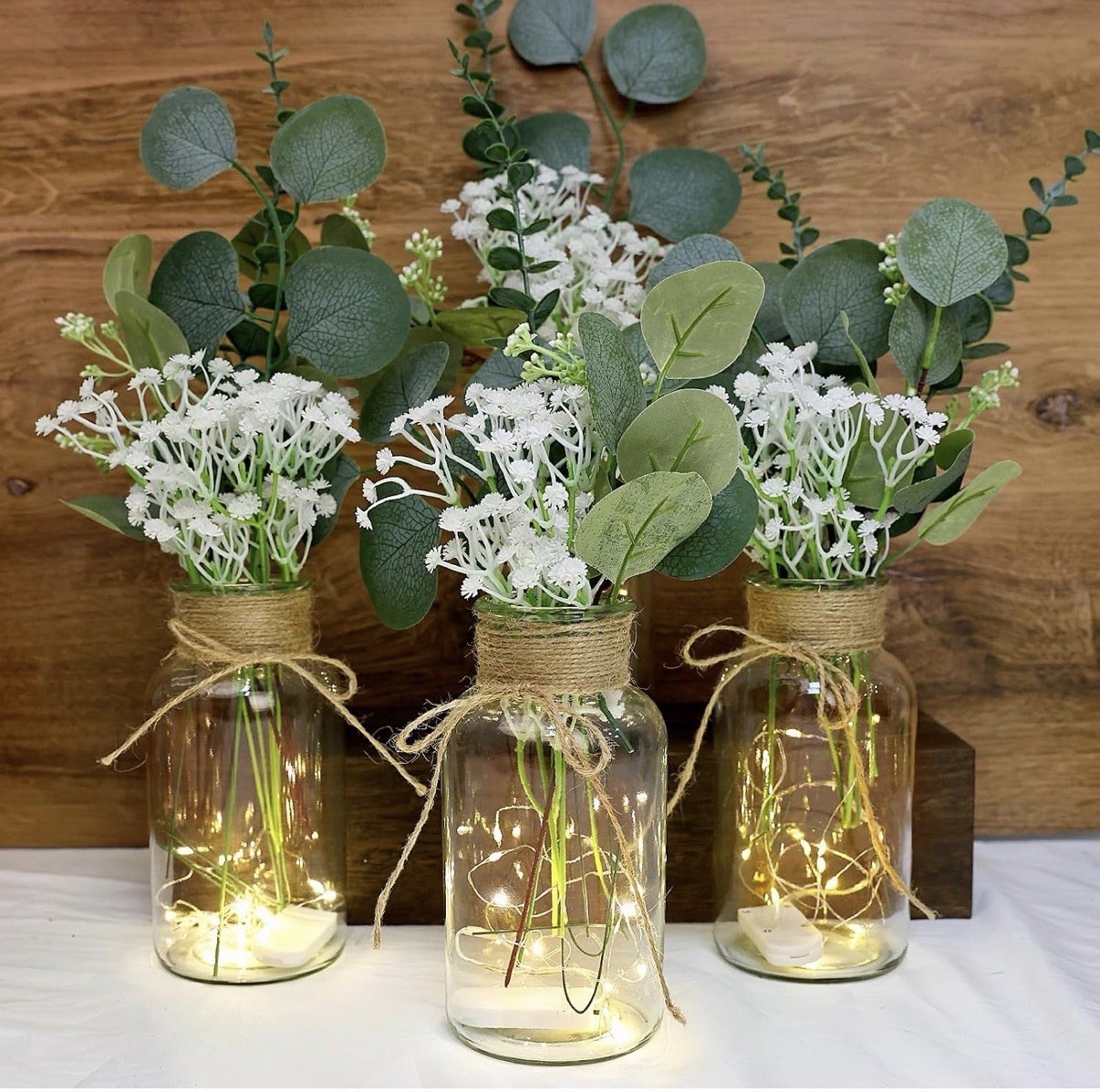 Artificial Eucalyptus & Fern Greenery Stems, Green/White, 17in, Assorted