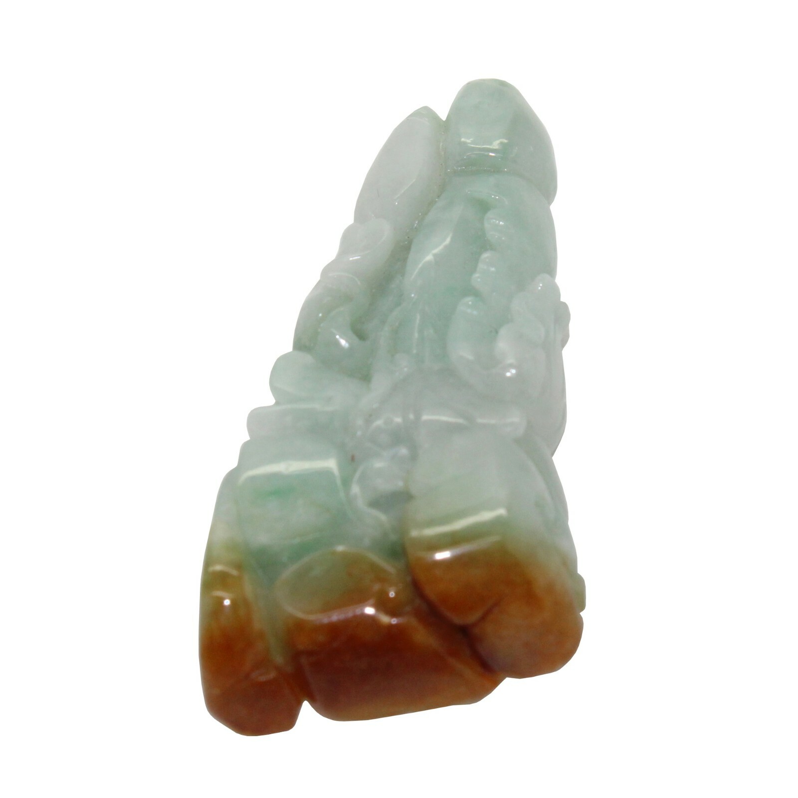 Carved Natural Green Yellow Jade Pendant With Lotus Flower Pond k333N