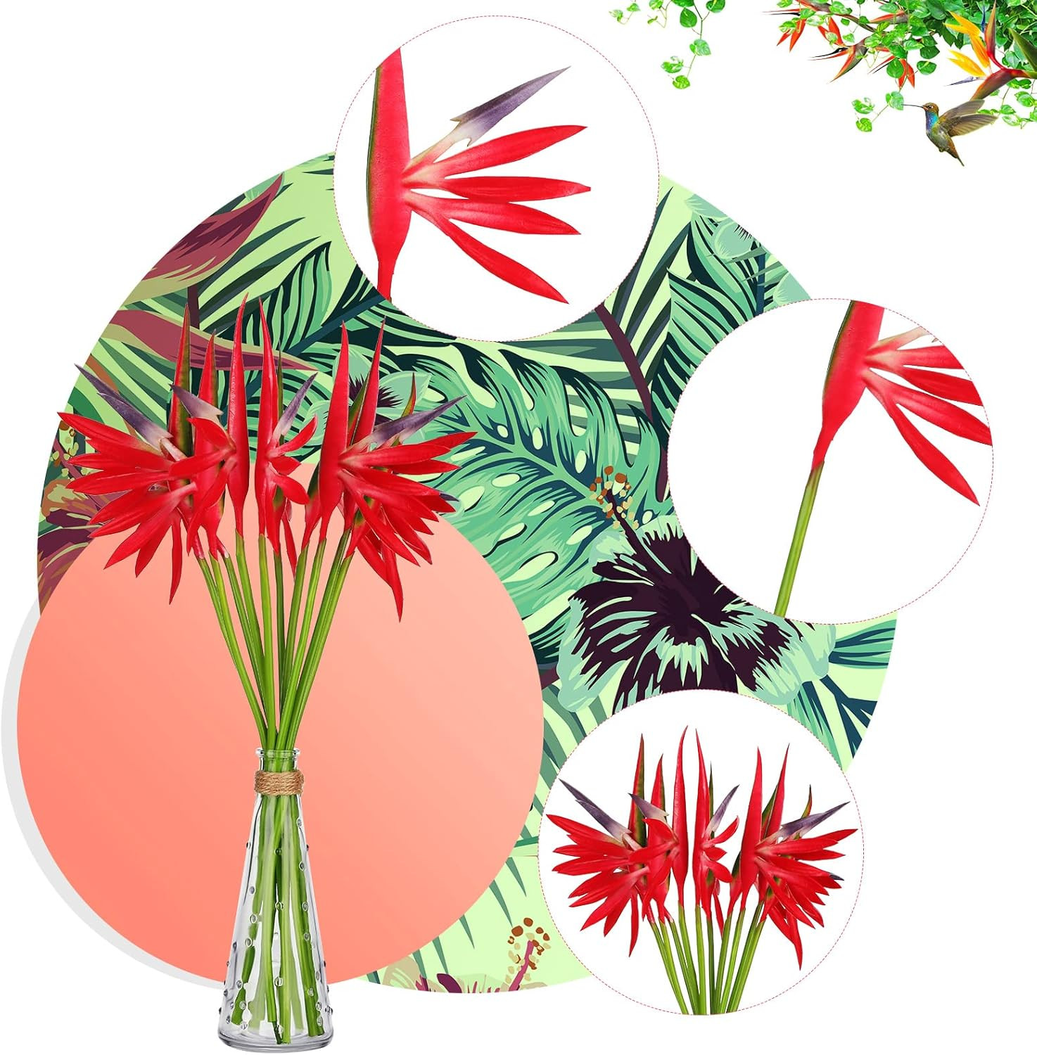10 Pieces Bird of Paradise Artificial Plant 22 Inch Hawaiian Tropical Flowers Fa