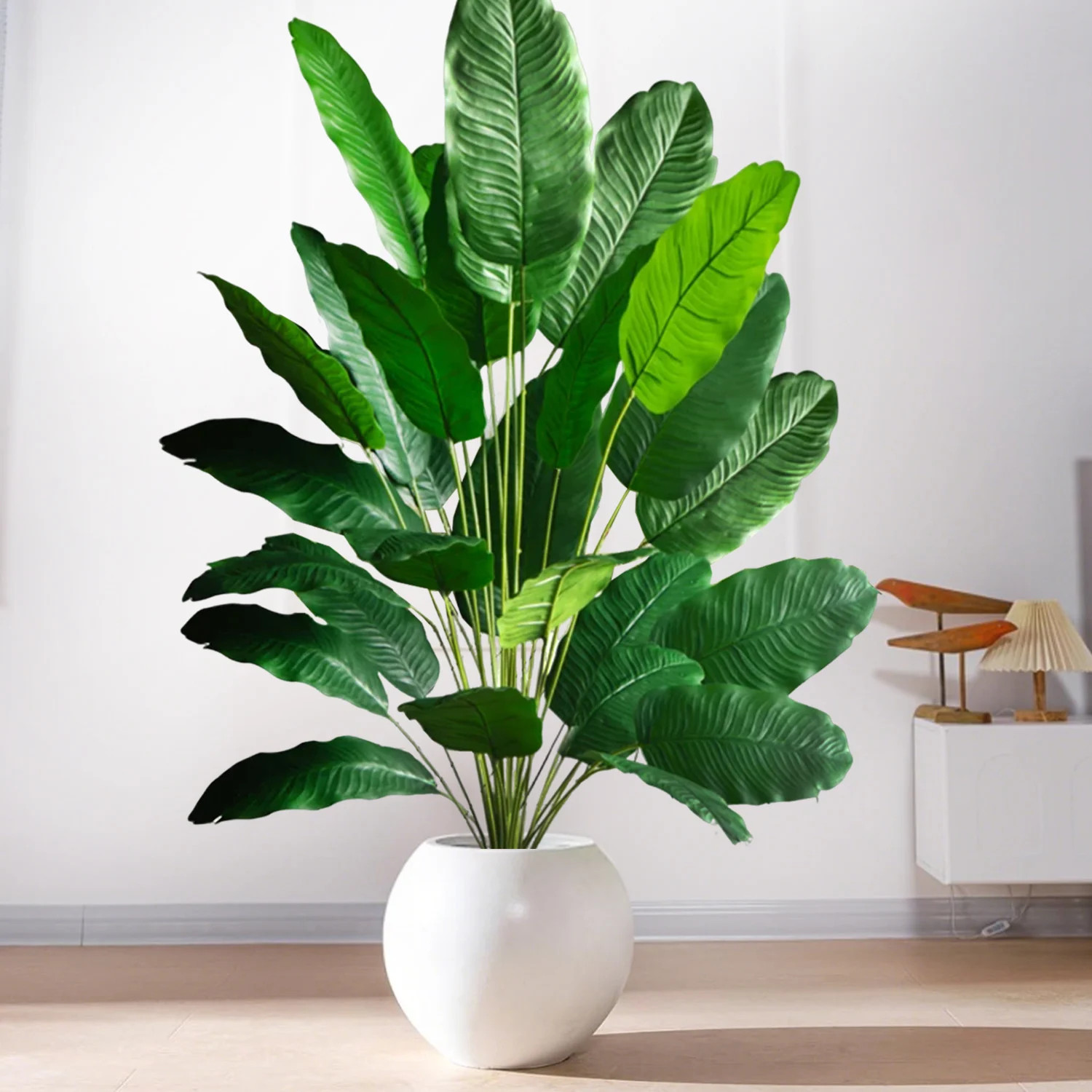 65-90-125Cm Large Tropical Palm Tree Fake Banana Plant Leaves Real Touch Strelit