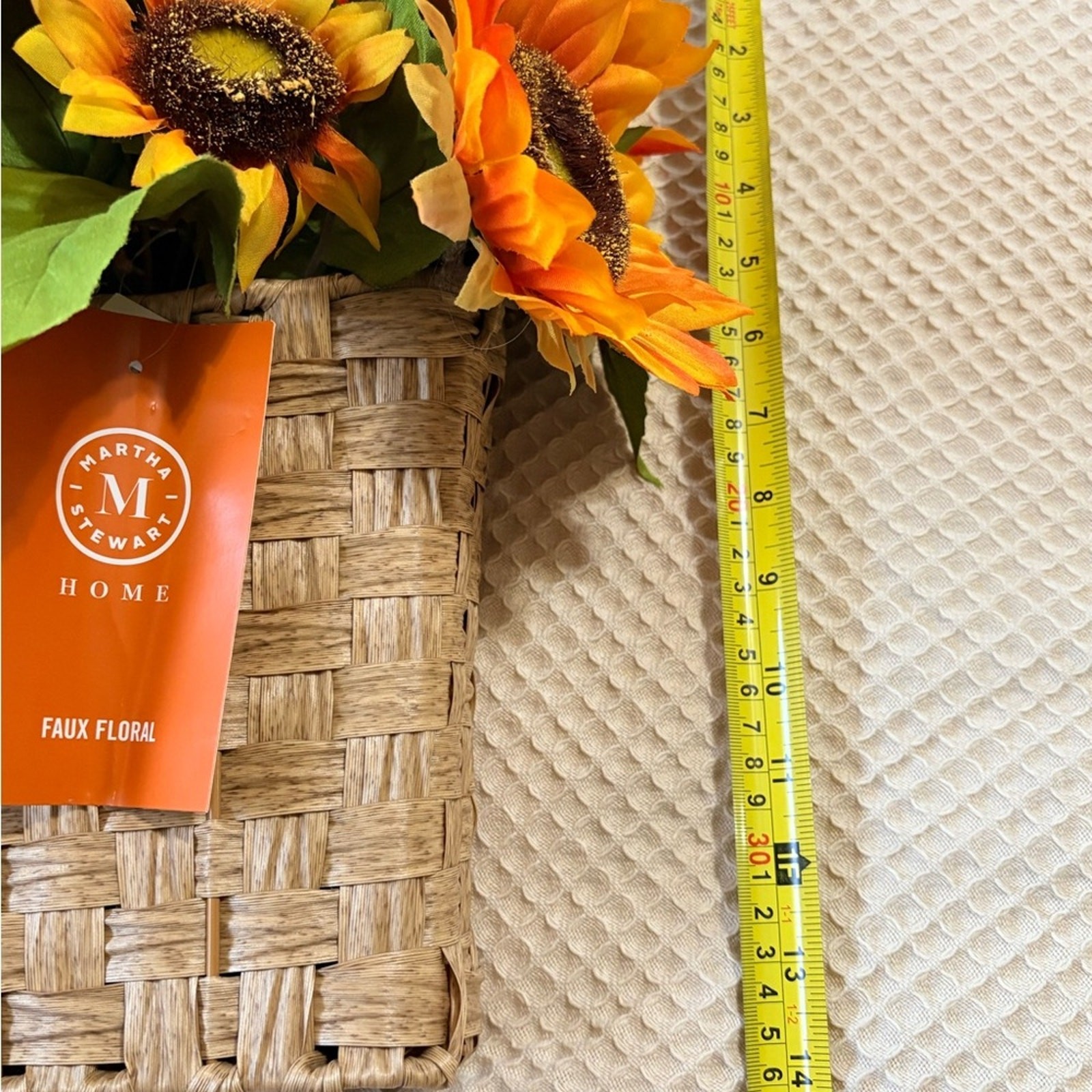 Martha Stewart Faux Sunflower Basket Arrangement in Orange and Green