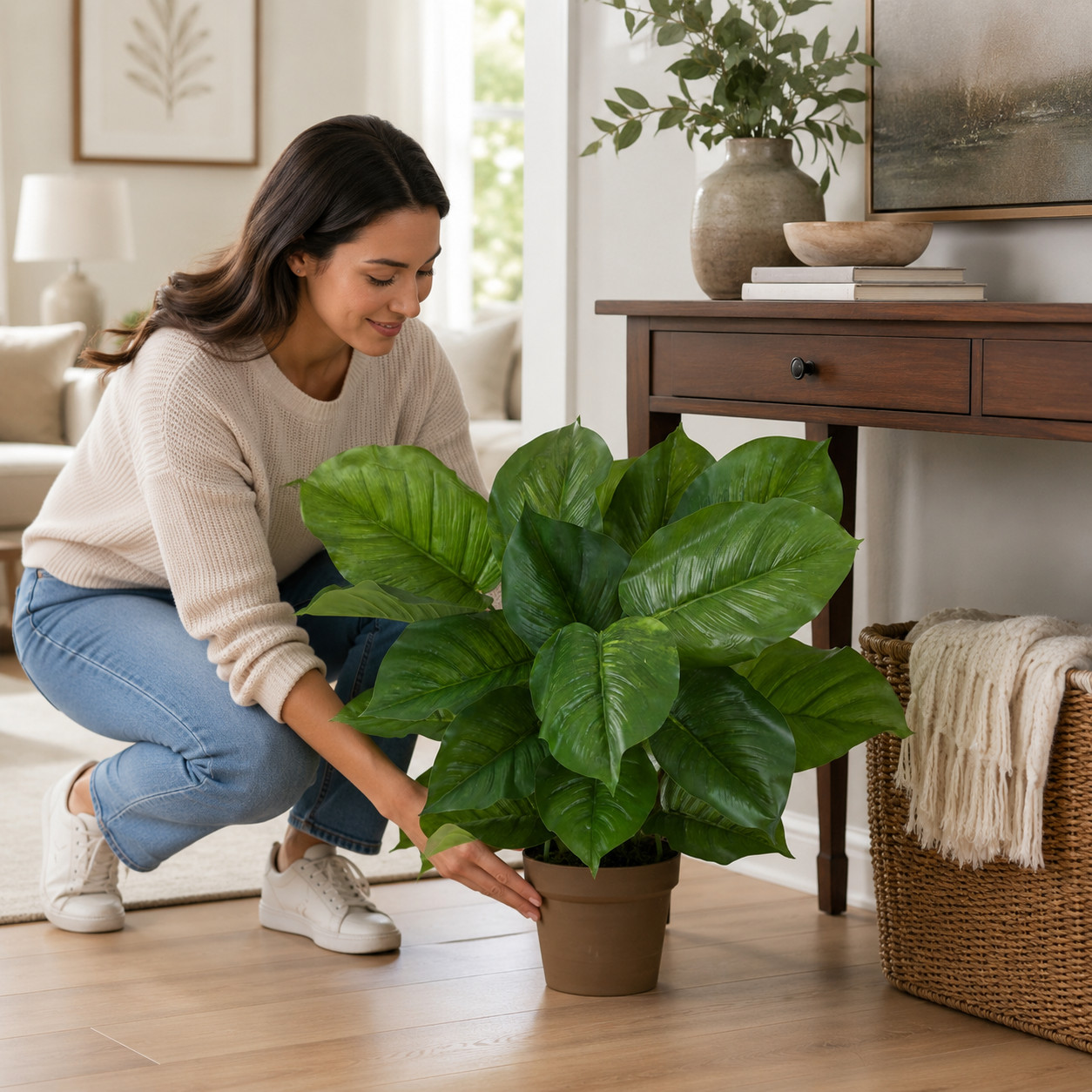 27″ Large Leaf Philodendron Silk Plant (Real Touch)