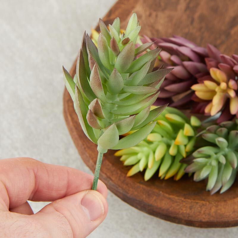 Package of 8 Assorted Color Indoor / Outdoor Artificial Succulent 5″ Picks