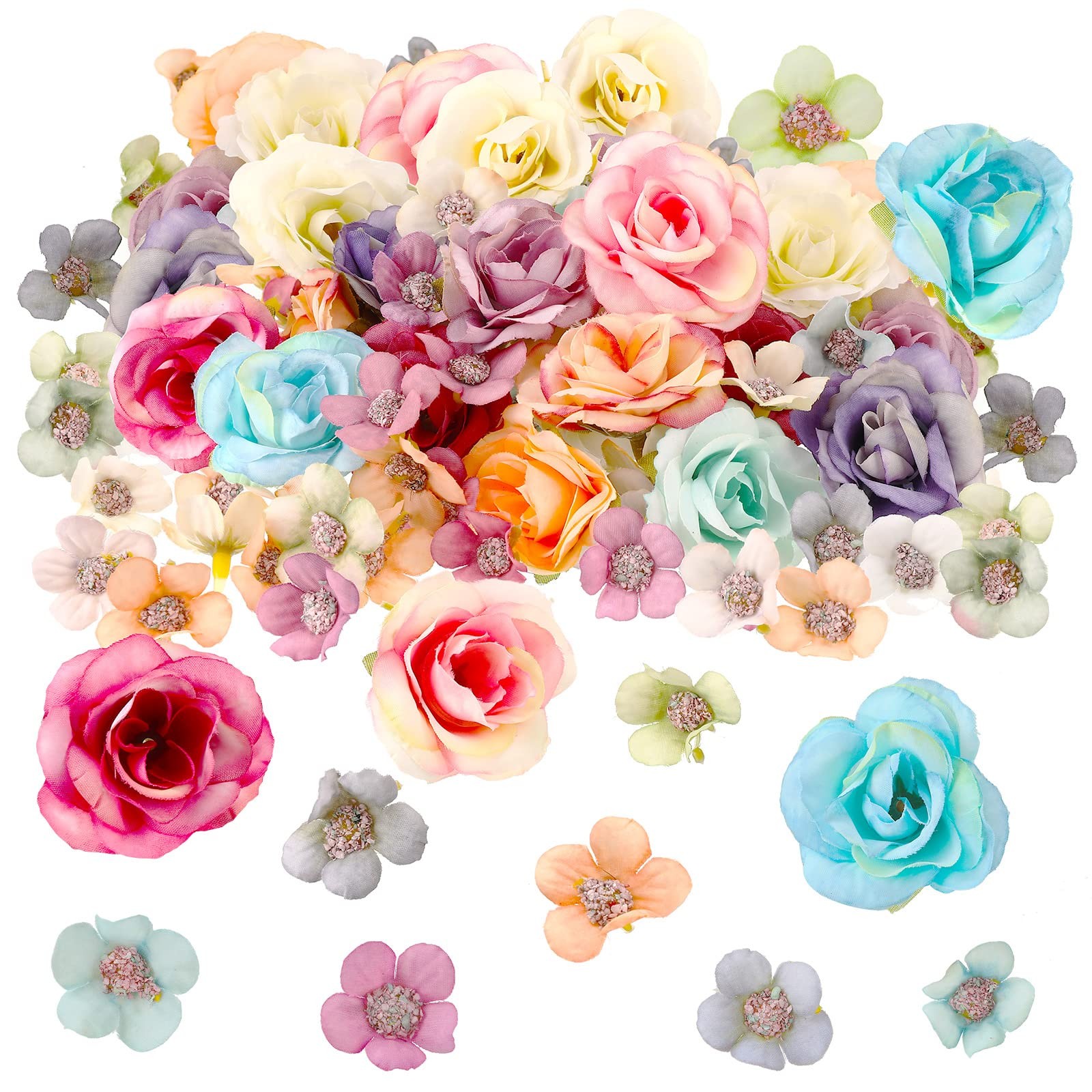 174 Pcs Fake Mini Flowers for Crafts Small Silk Artificial Fabric Flowers Bul…