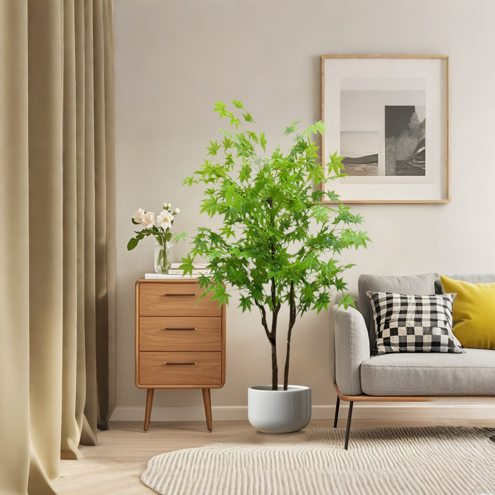 Artificial Maple Tree, 150cm Fake Green Plants Tree Plants In Pot For Home Decor