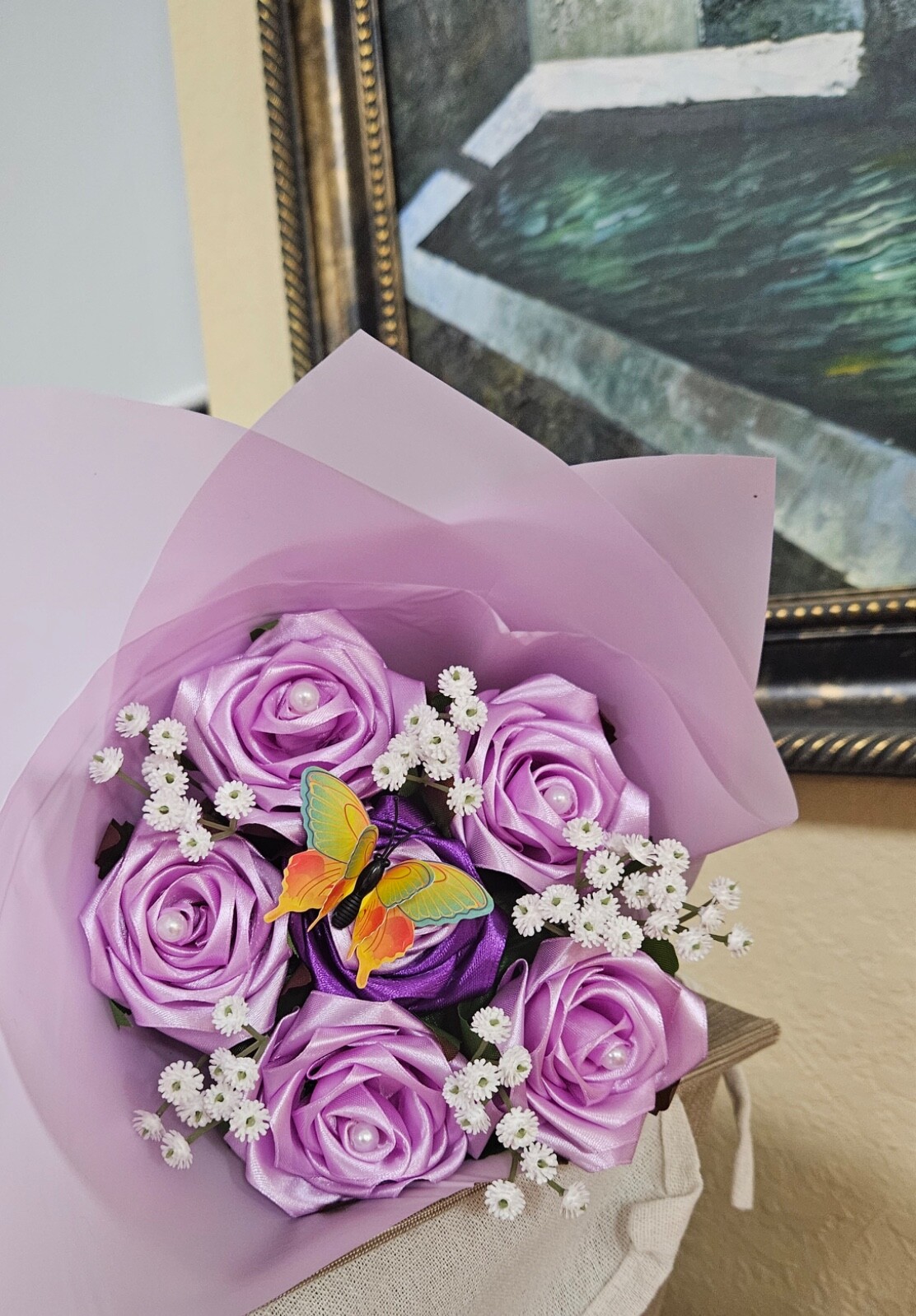 Ramo De Flores Eternas De Satin Hechas A Mano Para Regalar