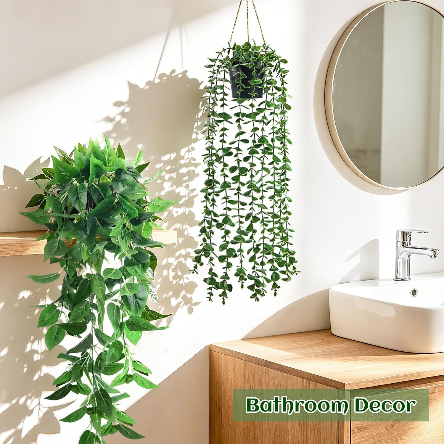 4Pcs Fake Plants Hanging Artificial Ivy Vine Faux Eucalyptus Hanging Plants, …