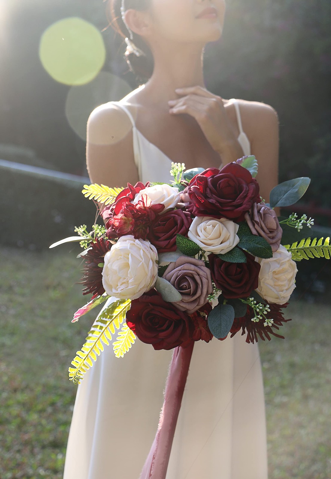 Burgundy Artificial Flowers Wedding Combo DIY Bouquets Centerpieces Dusty Rose