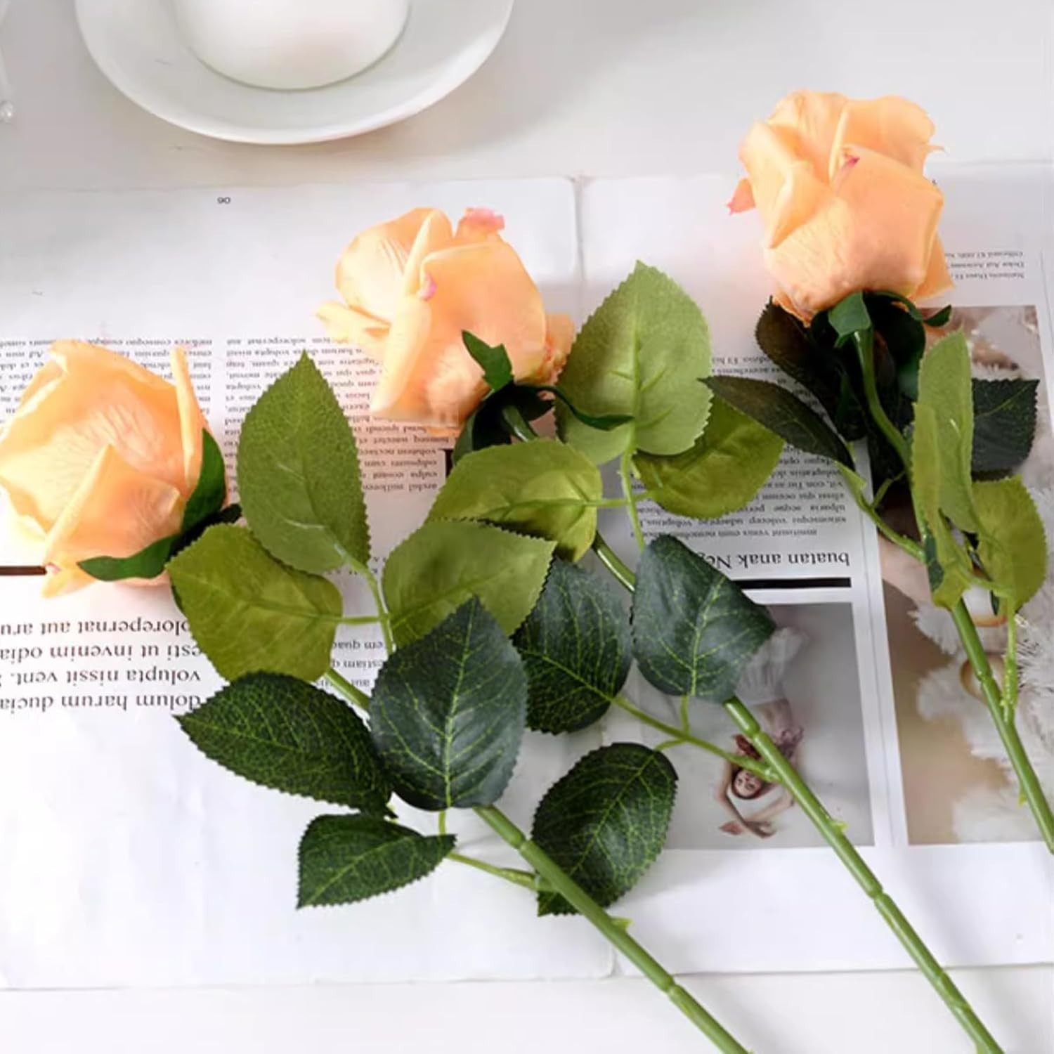 20PCS Floral Wire Stem with Leaves and 20PCS Artificial Flower Calyxes Set, f…